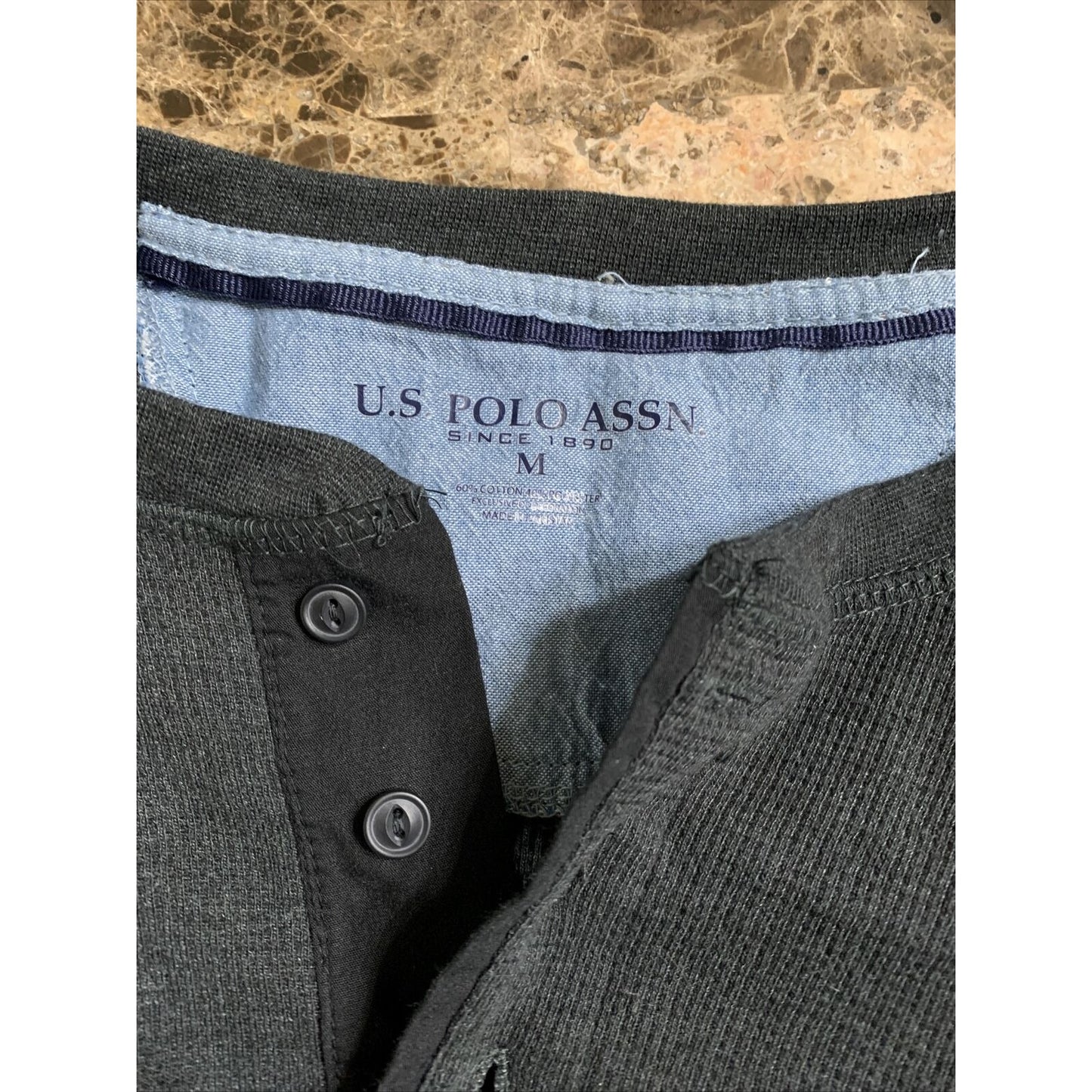 US Polo ASSN Mens Polo Long Sleeve Shirt Dark Gray size Medium