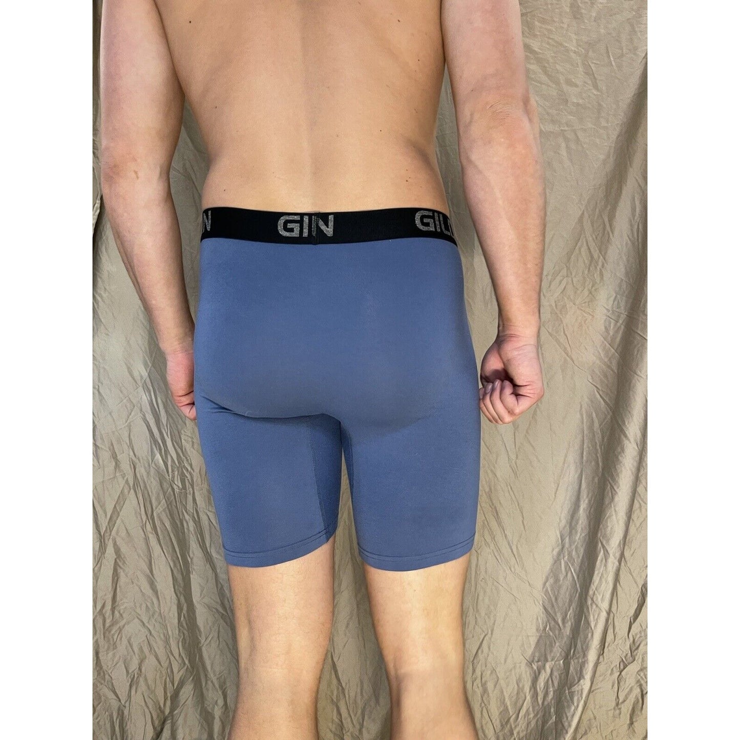 men's gildan medium blue 5% spandex compression boxer briefs