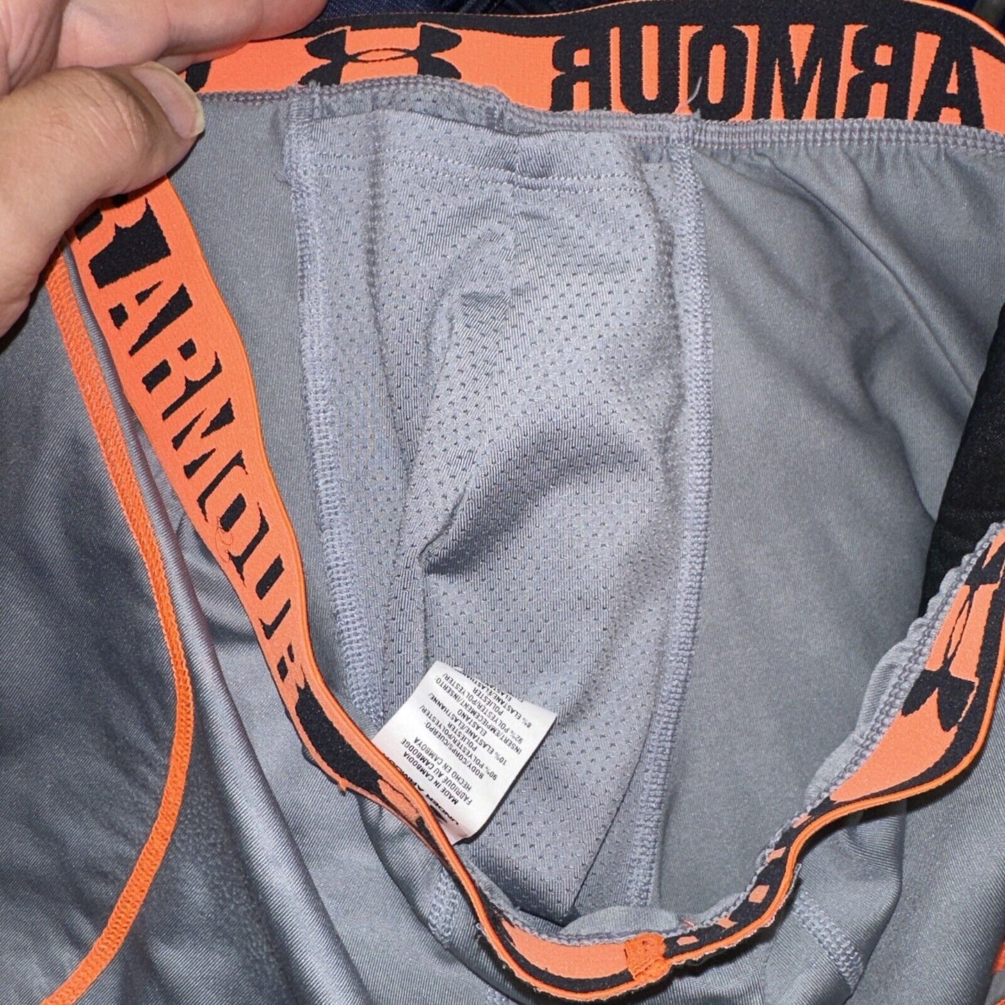 Boys Youth XL Under Armour Gray Baseball Sliding Shorts Football Girdle Orange