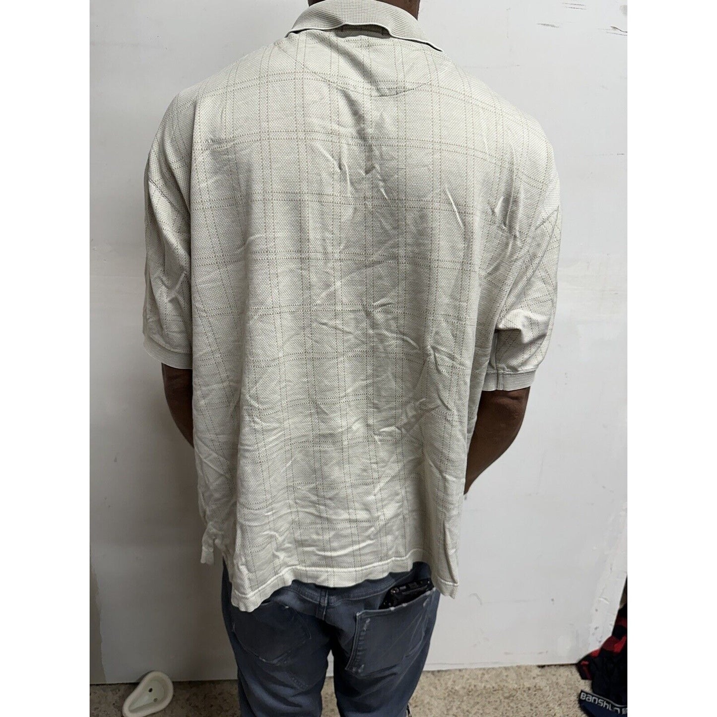 Men’s Beige Geoffrey Beene Large Polo Shirt Double mercerized
