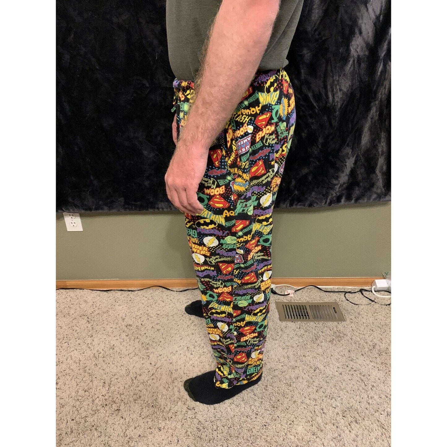 Dc Comics Print ~Medium Pajama Pants Flannel, Superman, Batman, Flash & More