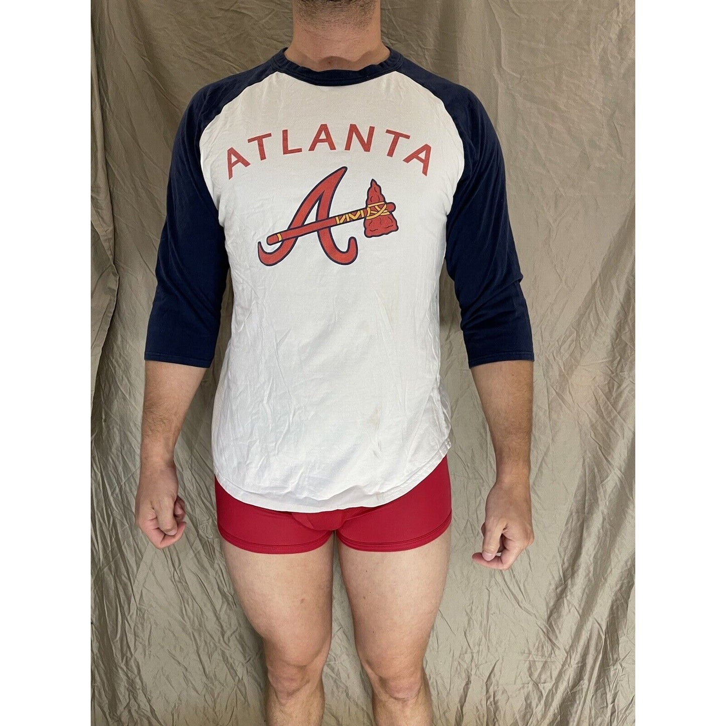 men's large sport-tek atlanta braves white baseball shirt