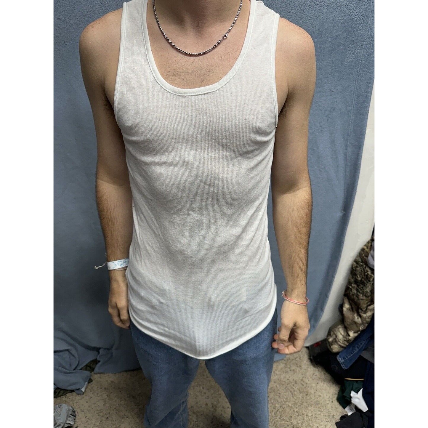 Men’s Perry Ellis Portfolio Large Tank Top Muscle Shirt White