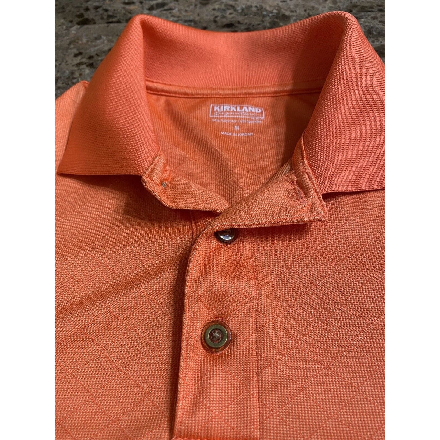 Kirkland Signature Performance Polo Knit Size Medium Bright Orange Short Sleeves
