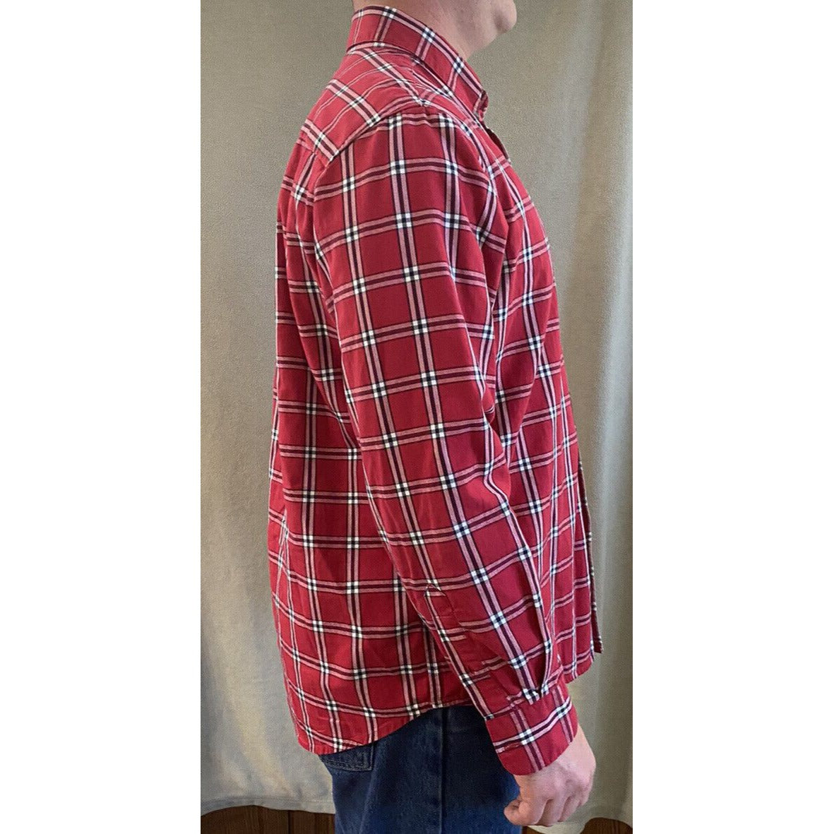 Chaps Ralph Lauren Men’s Large Red Plaid Button-down Cotton Long Sleeves Shirt
