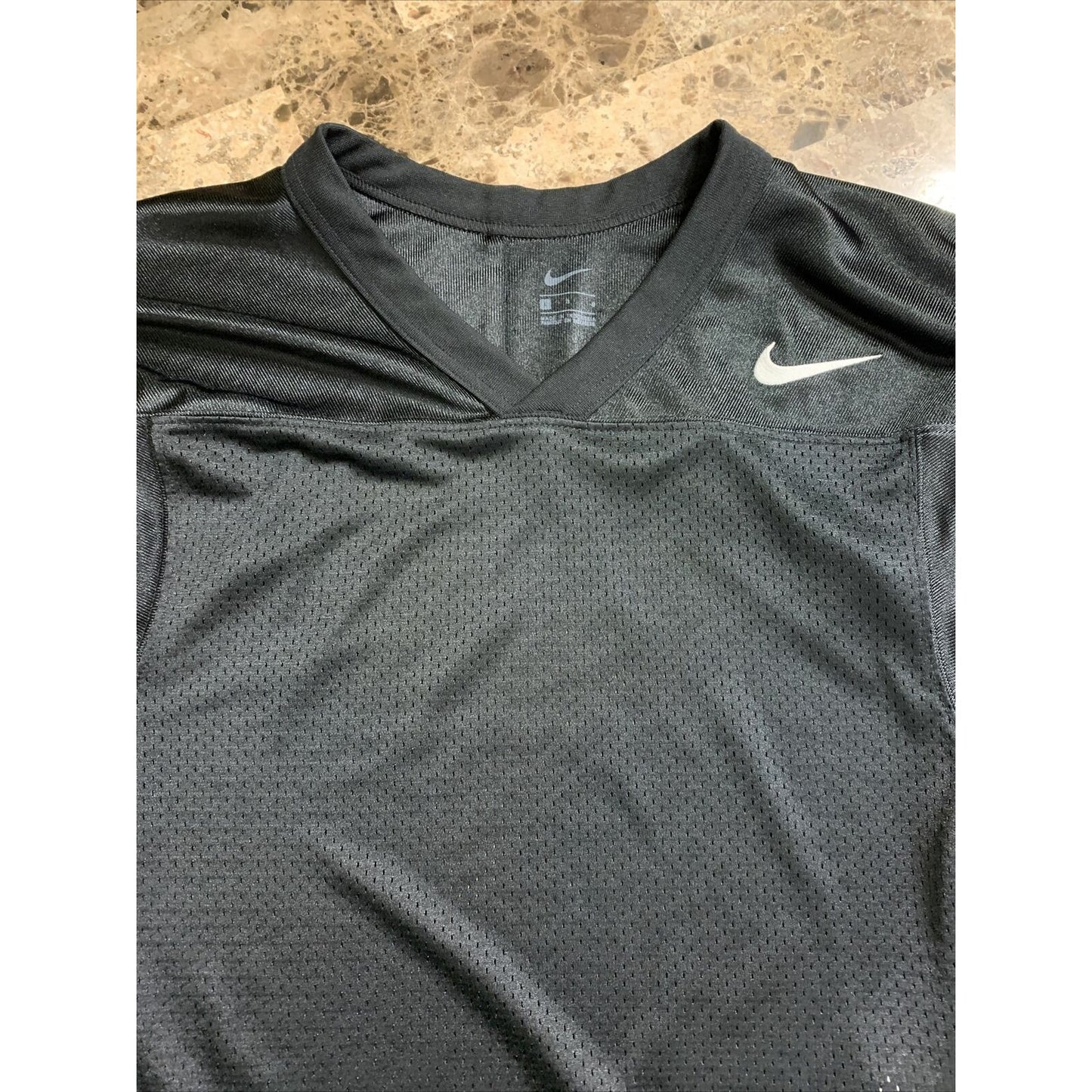 Men’s Nike Football Practice Jersey Solid Black Mens Size Large White Logo