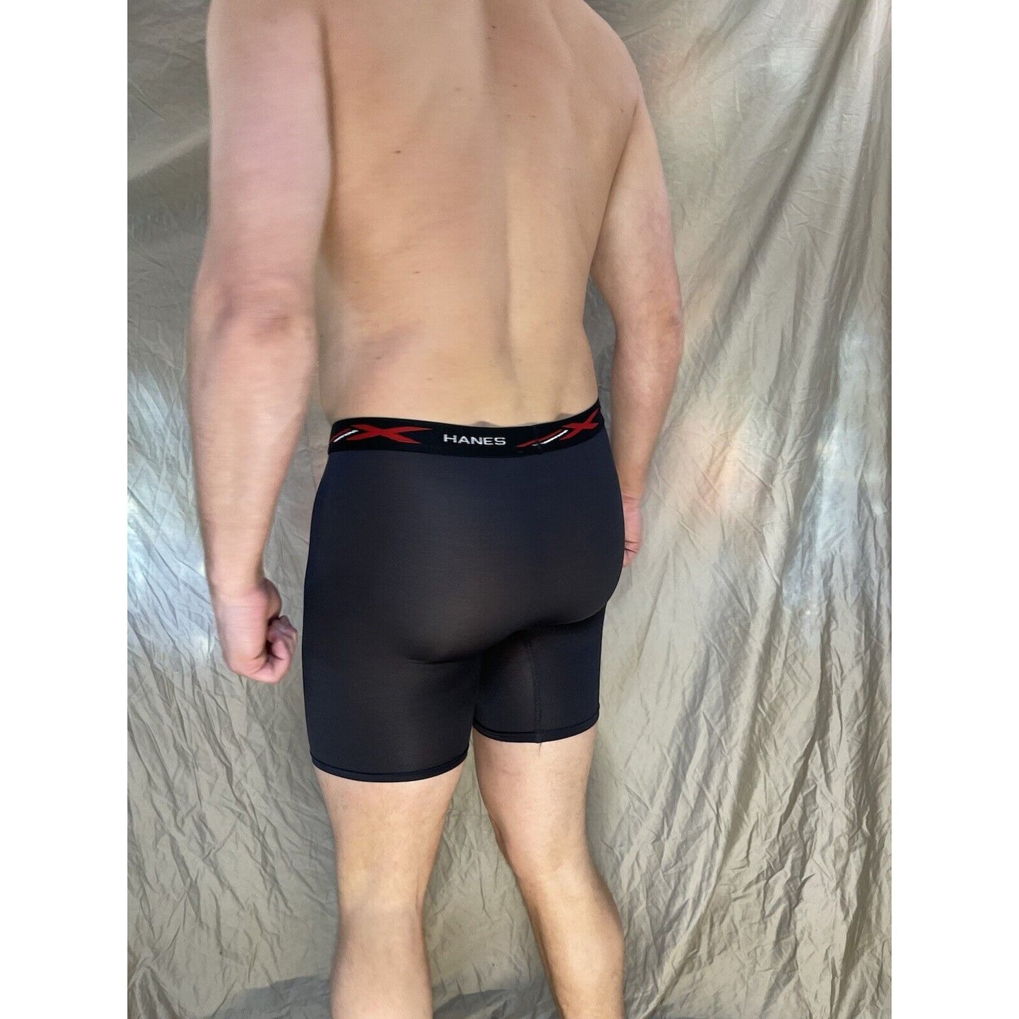 men's hanes x-temp Black and red medium compression boxer shorts