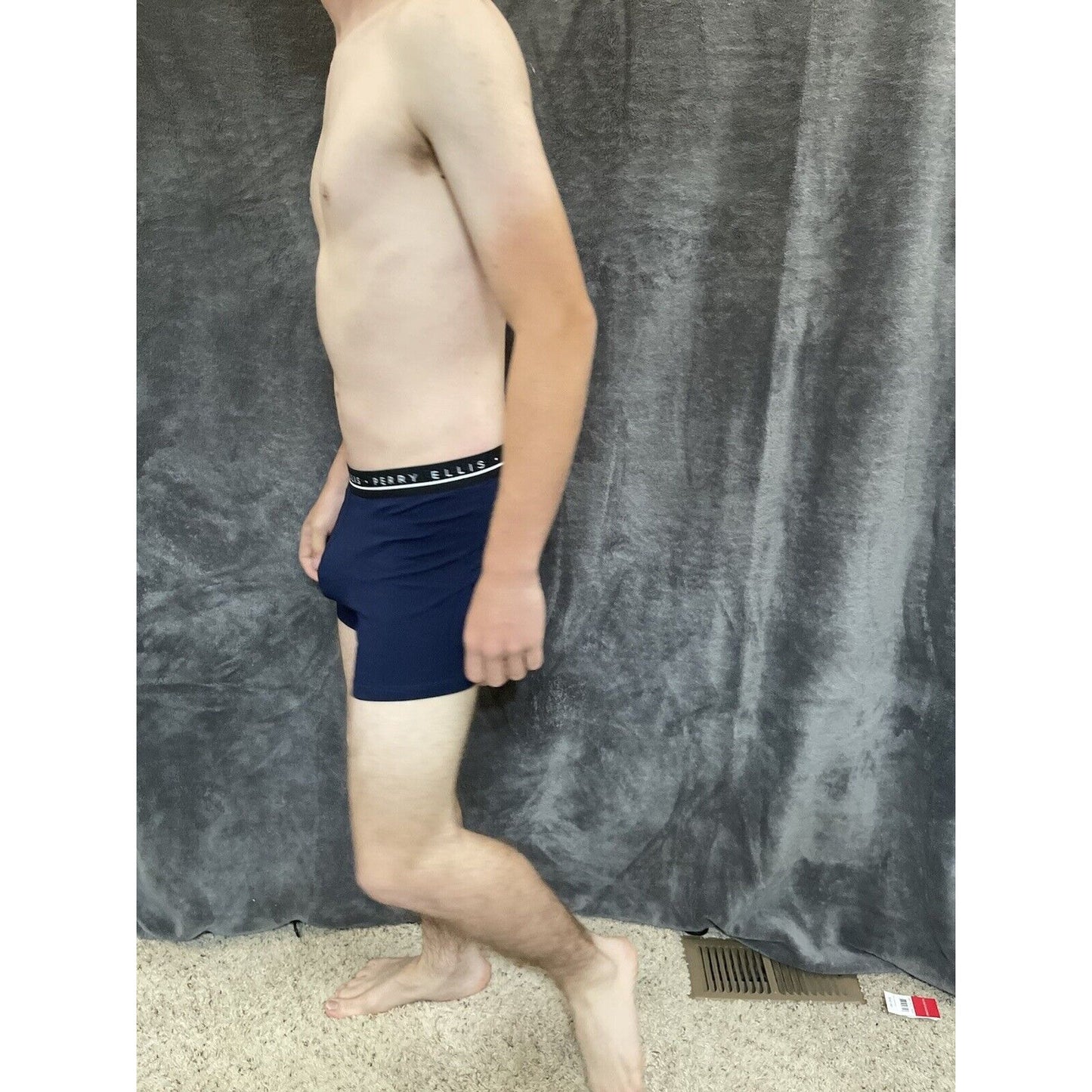 men's Medium perry ellis dark blue compression boxer brief 5% spandex
