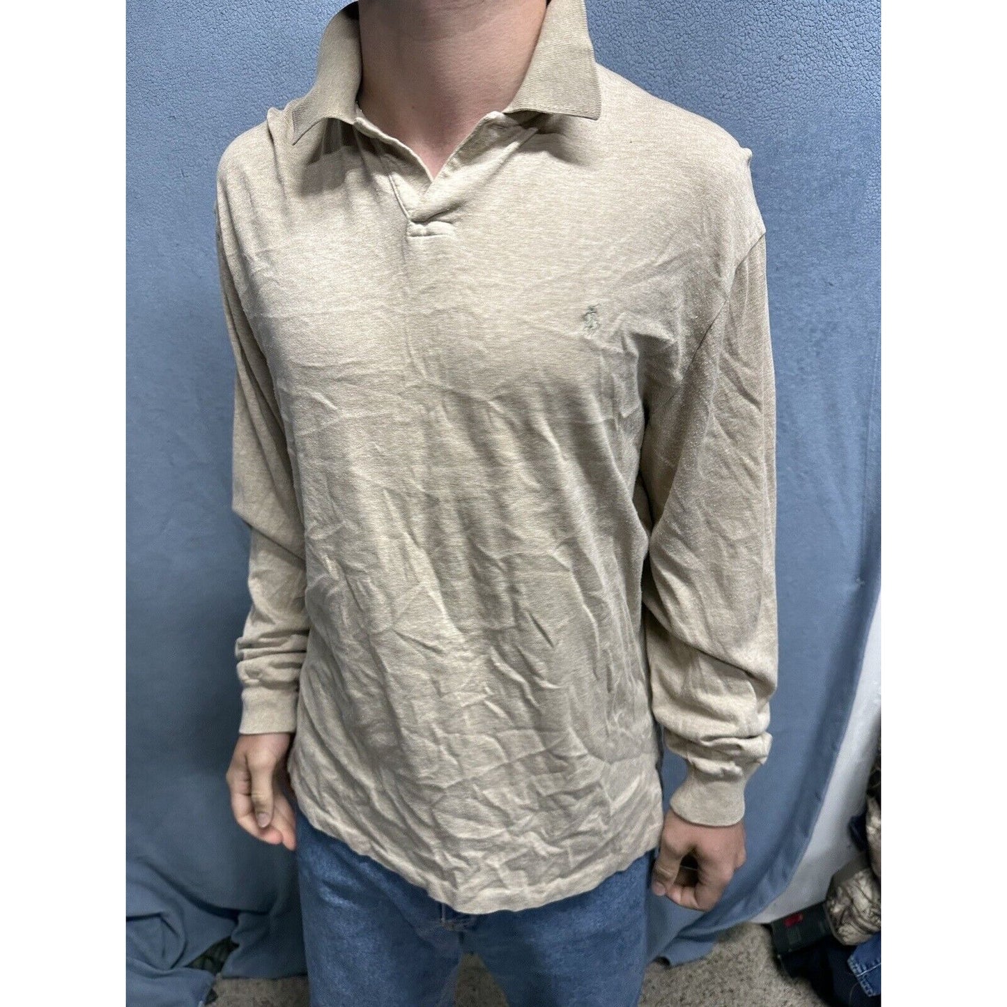 Men’s Tan Polo By Ralph Lauren Long Sleeve Large Long Sleeve Pullover Shirt