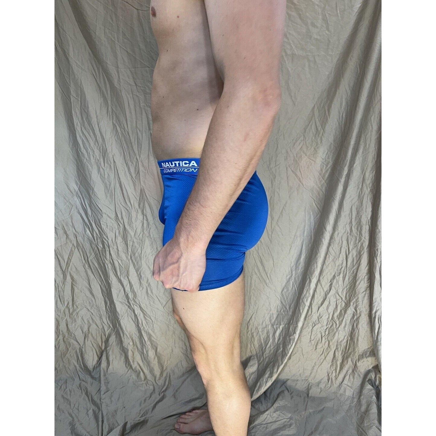 men's nautica large blue competition mesh compression boxer briefs