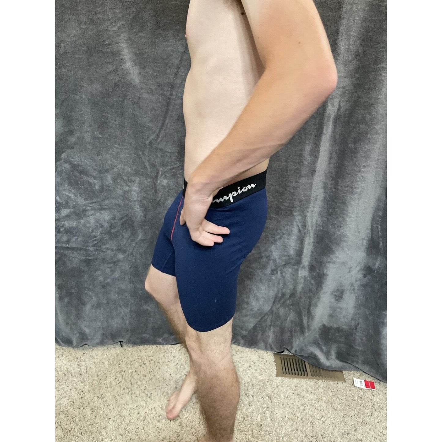 men's dark blue champion medium red lines boxer brief