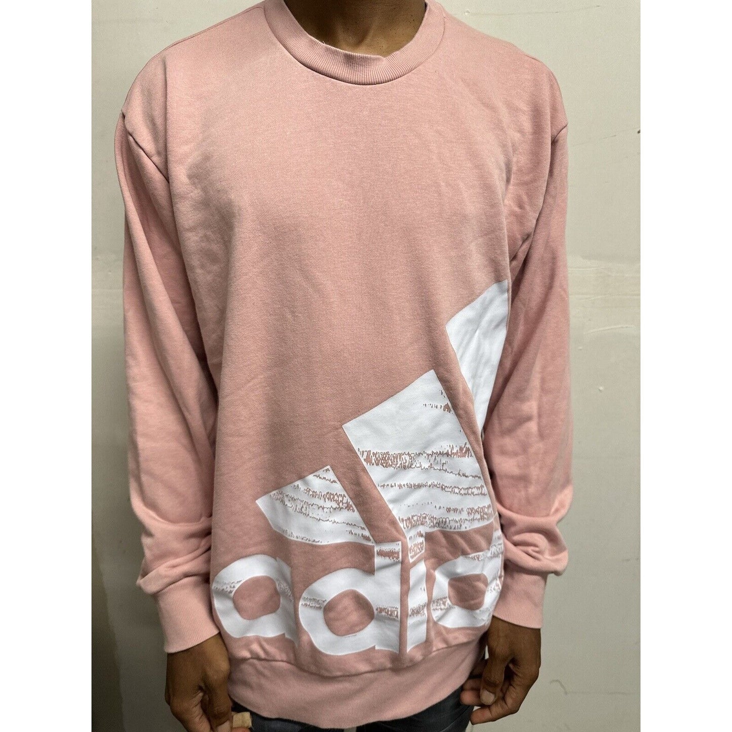 Men’s Pink Adidas Large Pullover Sweatshirt Long Sleeve