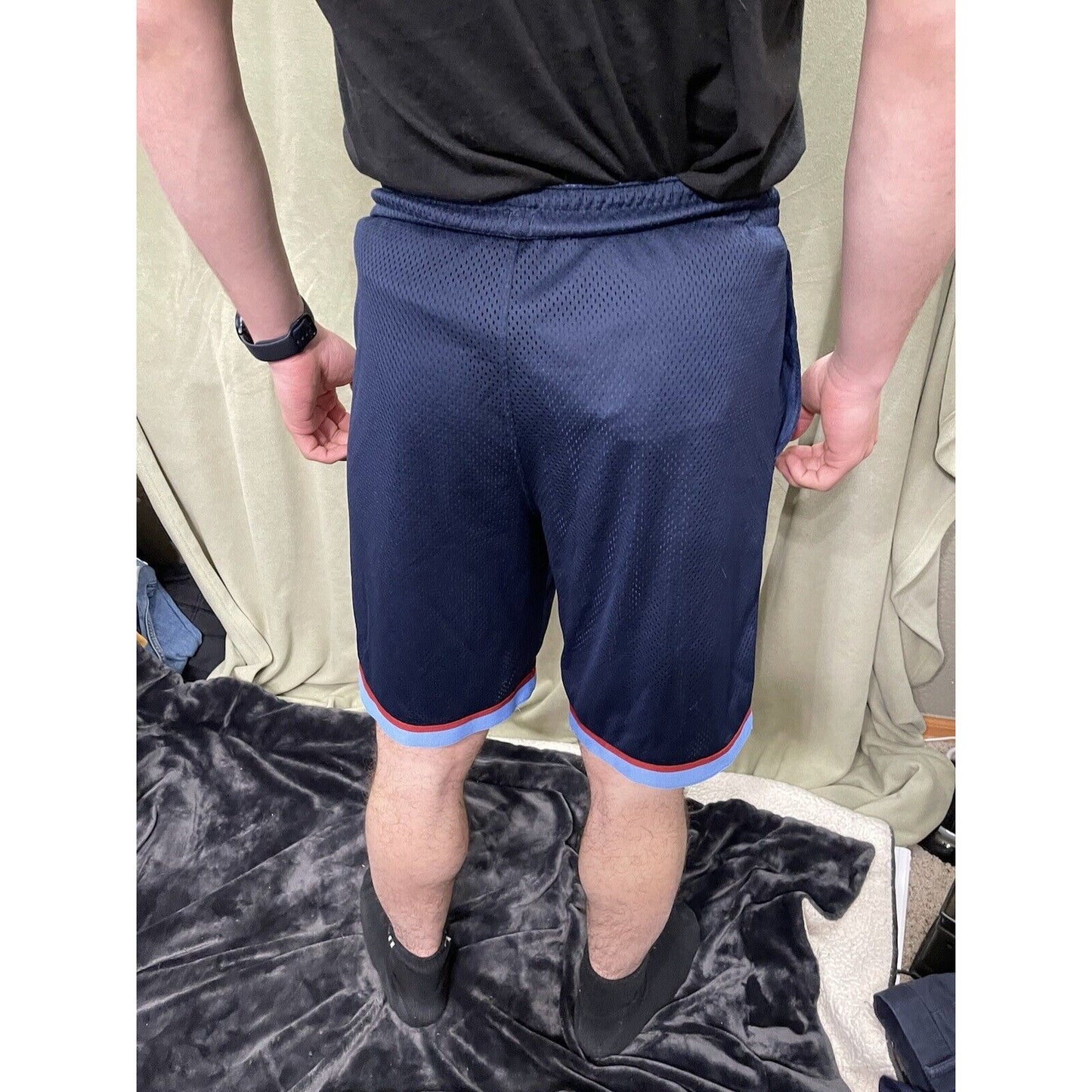 Nike Dri-Fit Classic Mens Mesh Basketball Shorts Size Small Blue Red Loose Fit