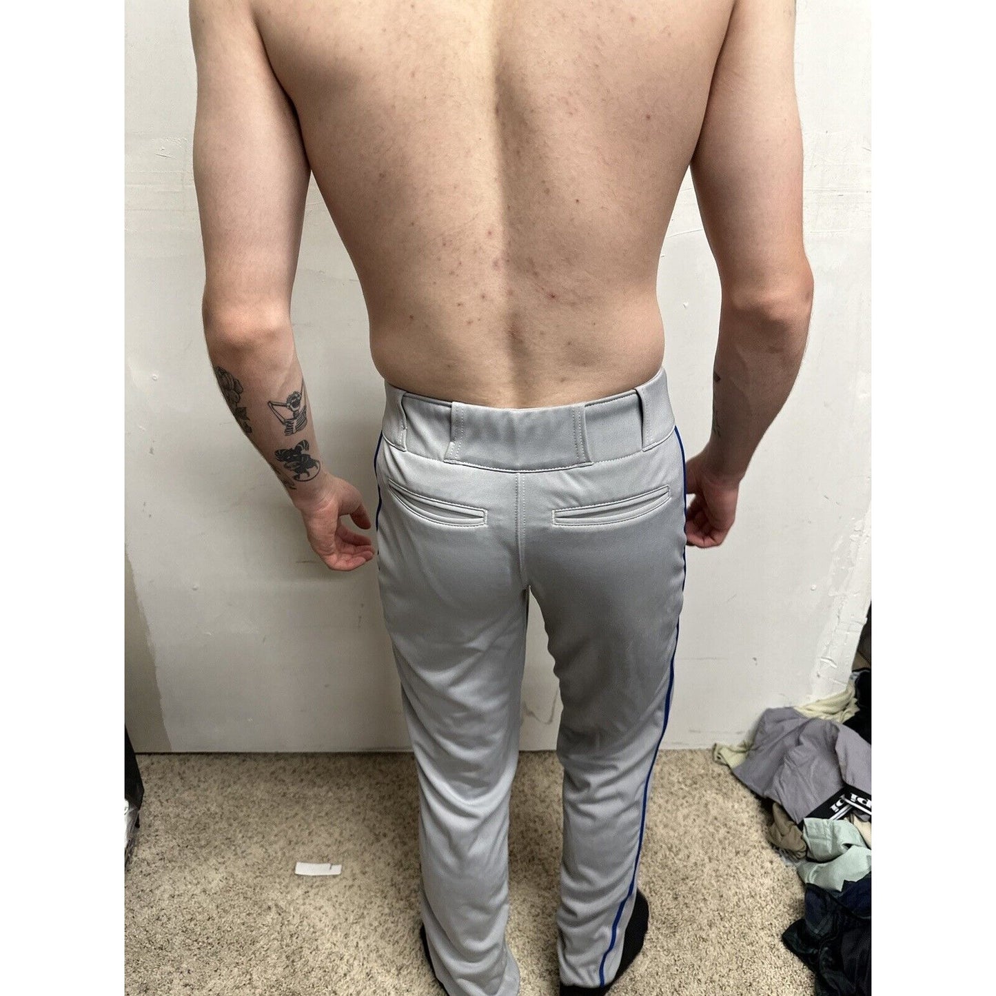 Men’s Gray Champro Adult Medium Baseball Pants With Blue Line