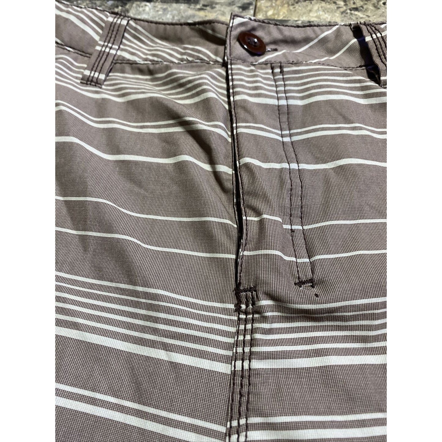 Kanu Surf Men’s Size 34 Brown Stripes Polyester-spandex Board Shorts