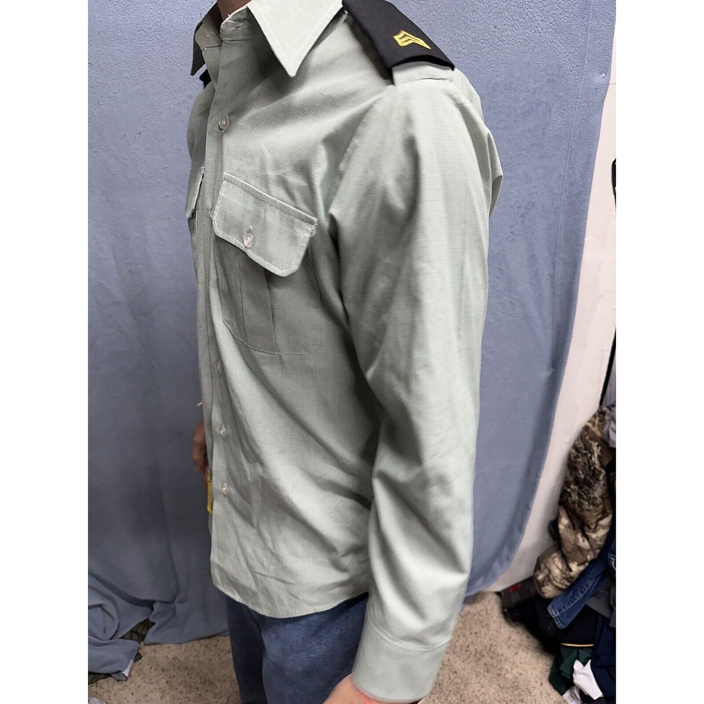 Men’s Army Green DSCP 14.5 X 30/31 Long Sleeve Button Up Uniform Dress Shirt