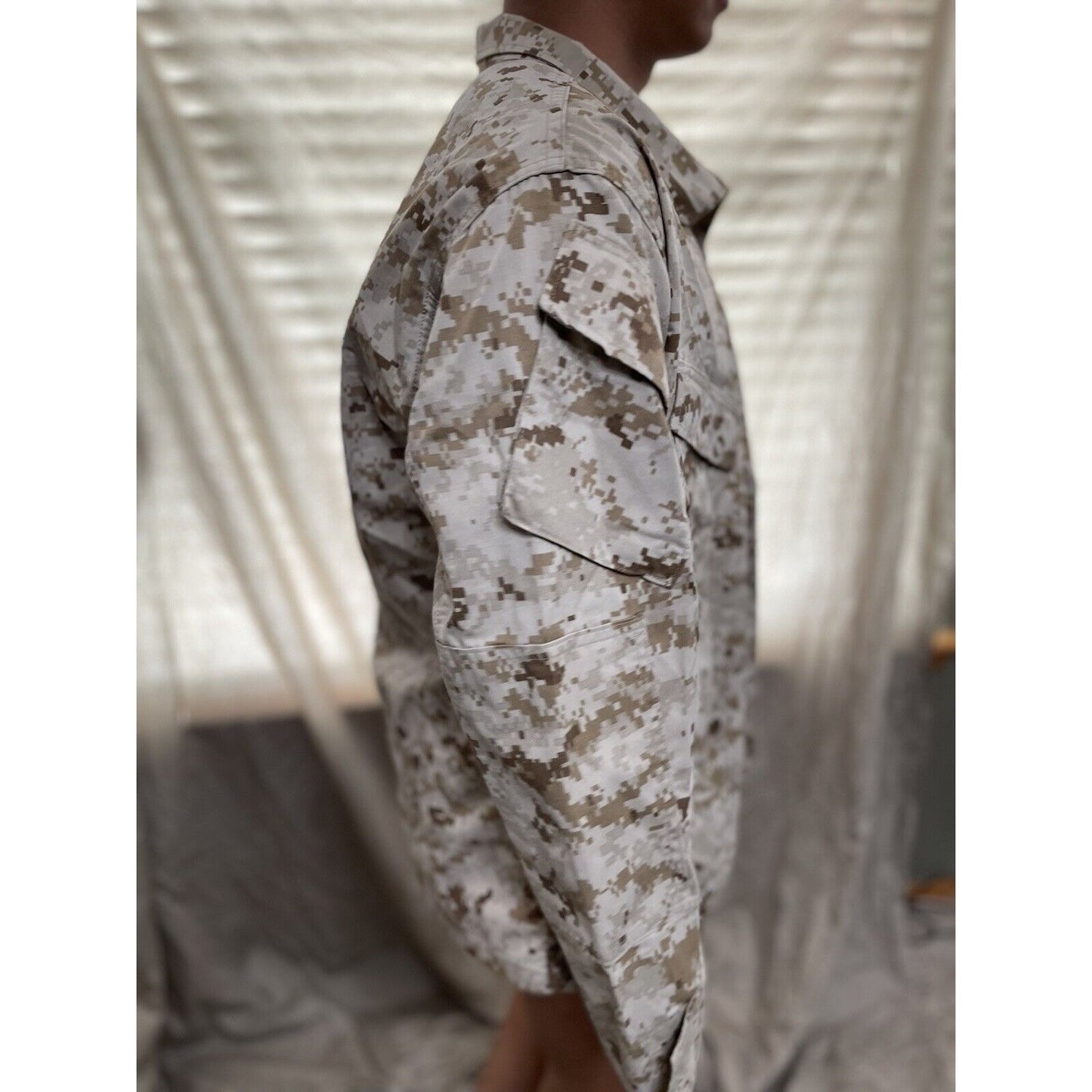 men's usmc marines top blouse desert camo small short american apparel