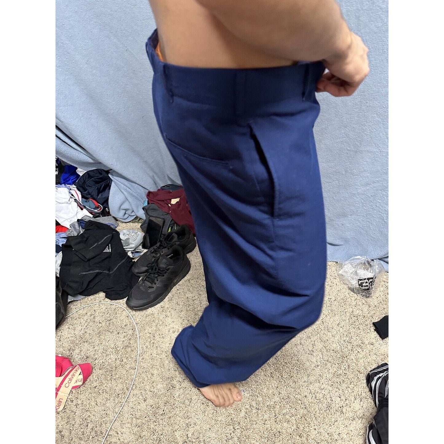 Men’s Blue Air Force Uniform Dress Pants Trousers 35L C Poly Wool
