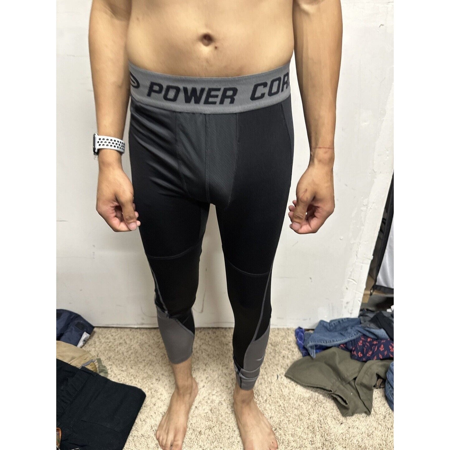 Men’s Champion Duo Dry Medium Black Gray Base Layer Leggings