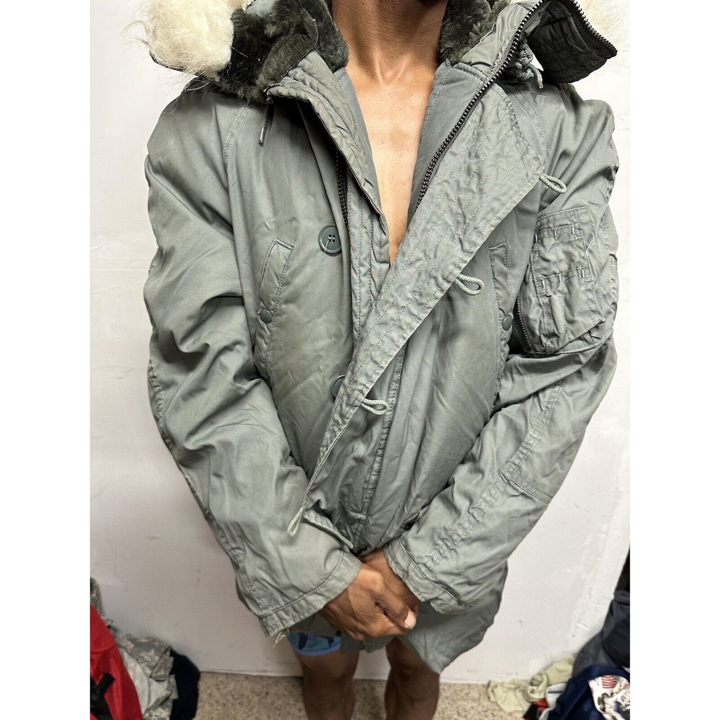USAF Military Uniform Parka Extreme Cold Weather Type N-38 Medium Sage Green