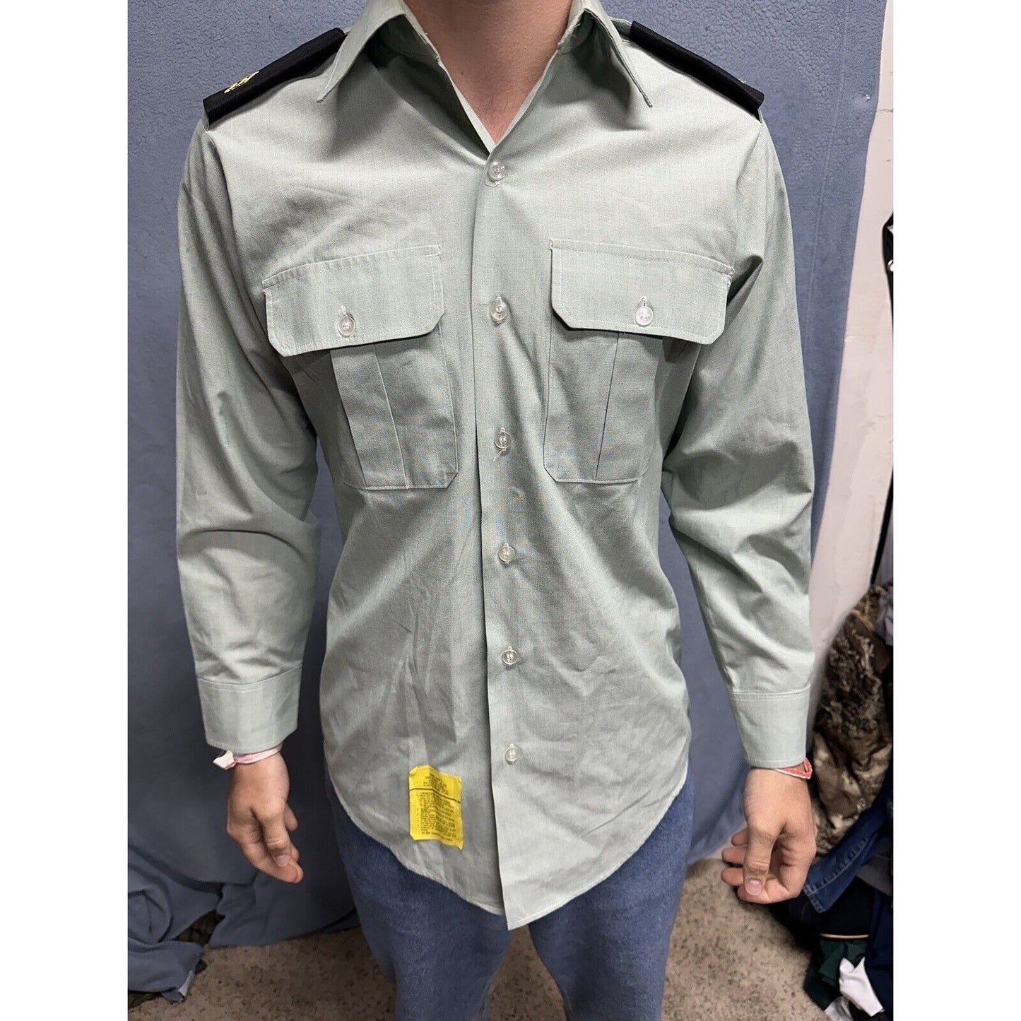 Men’s Army Green DSCP 14.5 X 30/31 Long Sleeve Button Up Uniform Dress Shirt