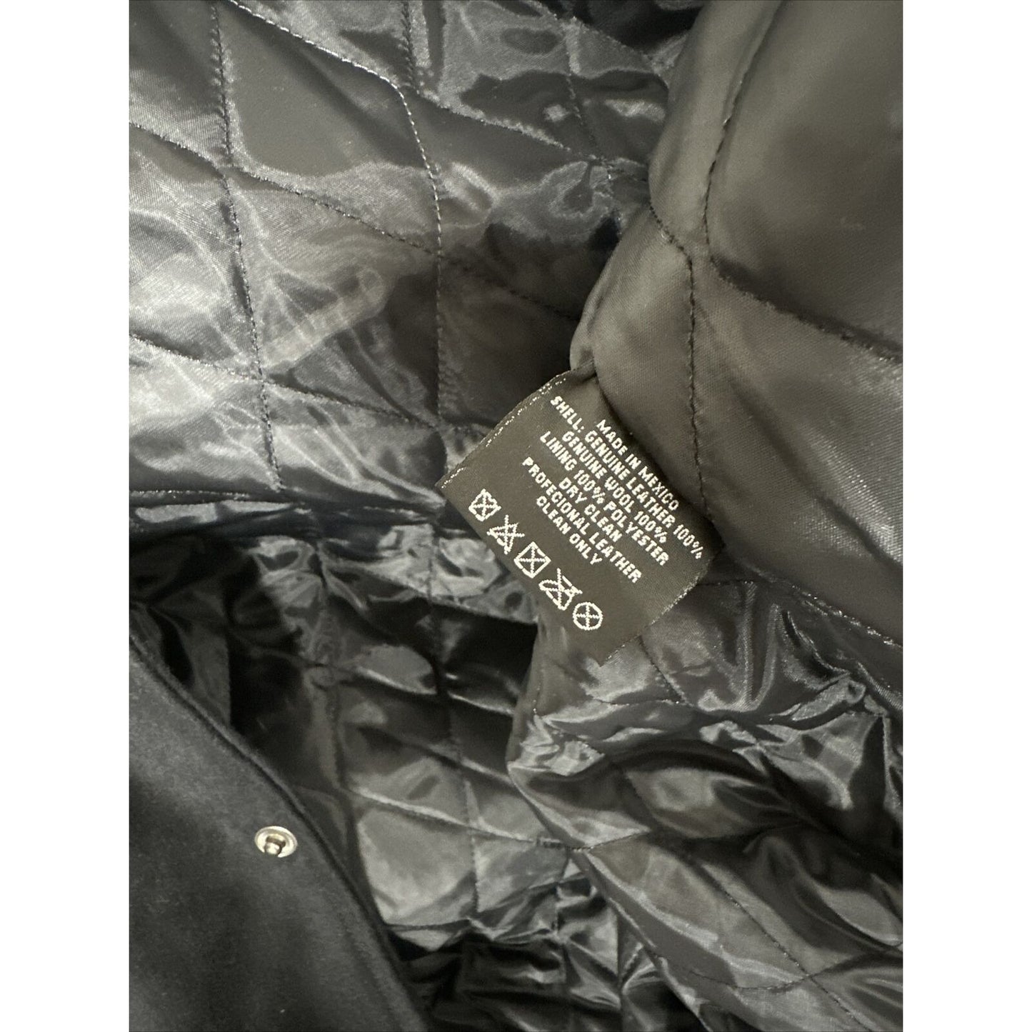 Men’s 2XL JWM Us Army Varsity Style Leather Wool Snap Up Jacket