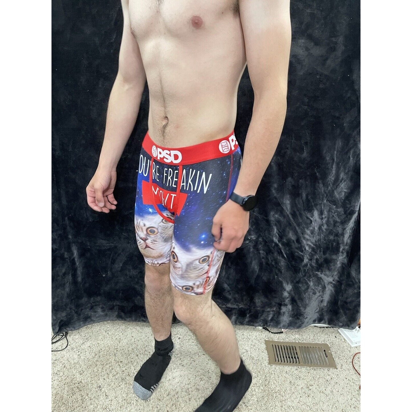 PSD Underwear Men's Freakin Meowt Printed Boxer Briefs Medium New