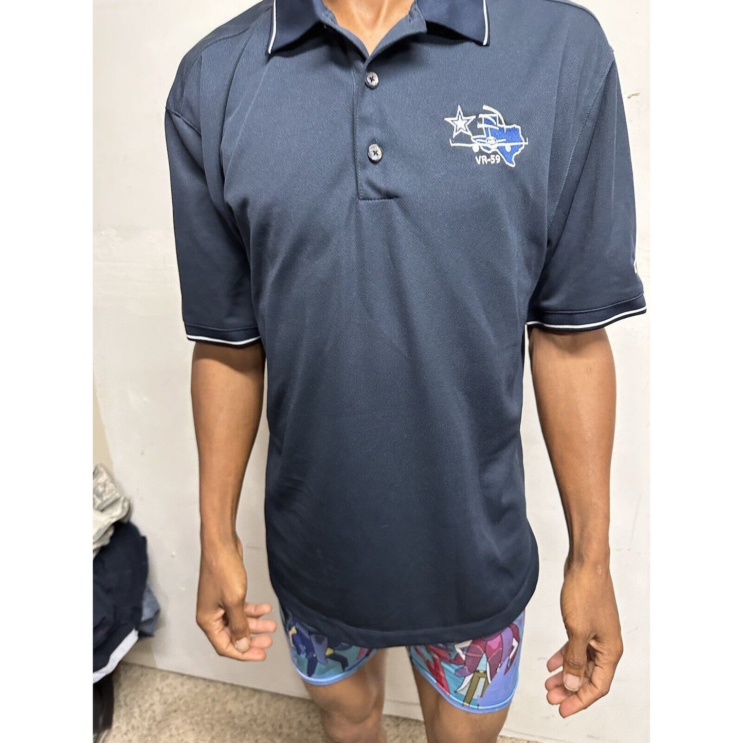 Men’s Dark Blue Nike Golf Large Polo Shirt VR-59 Texas Flying Plane