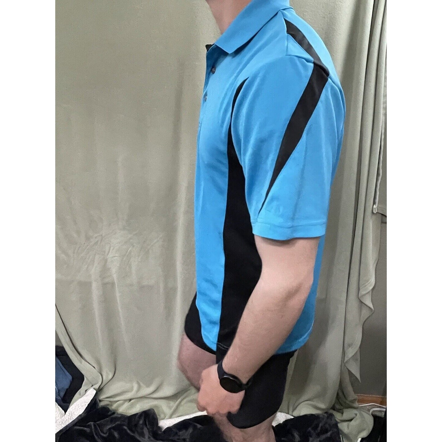 Men’s Grand Slam AirFlow Small Teal Polo Three Button with Black Accents