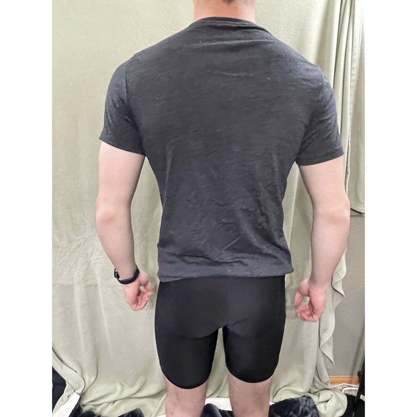 Alfani Men's Slim Fit Tee Shirt Small Cotton Polyester Charcoal Gray V-Neck