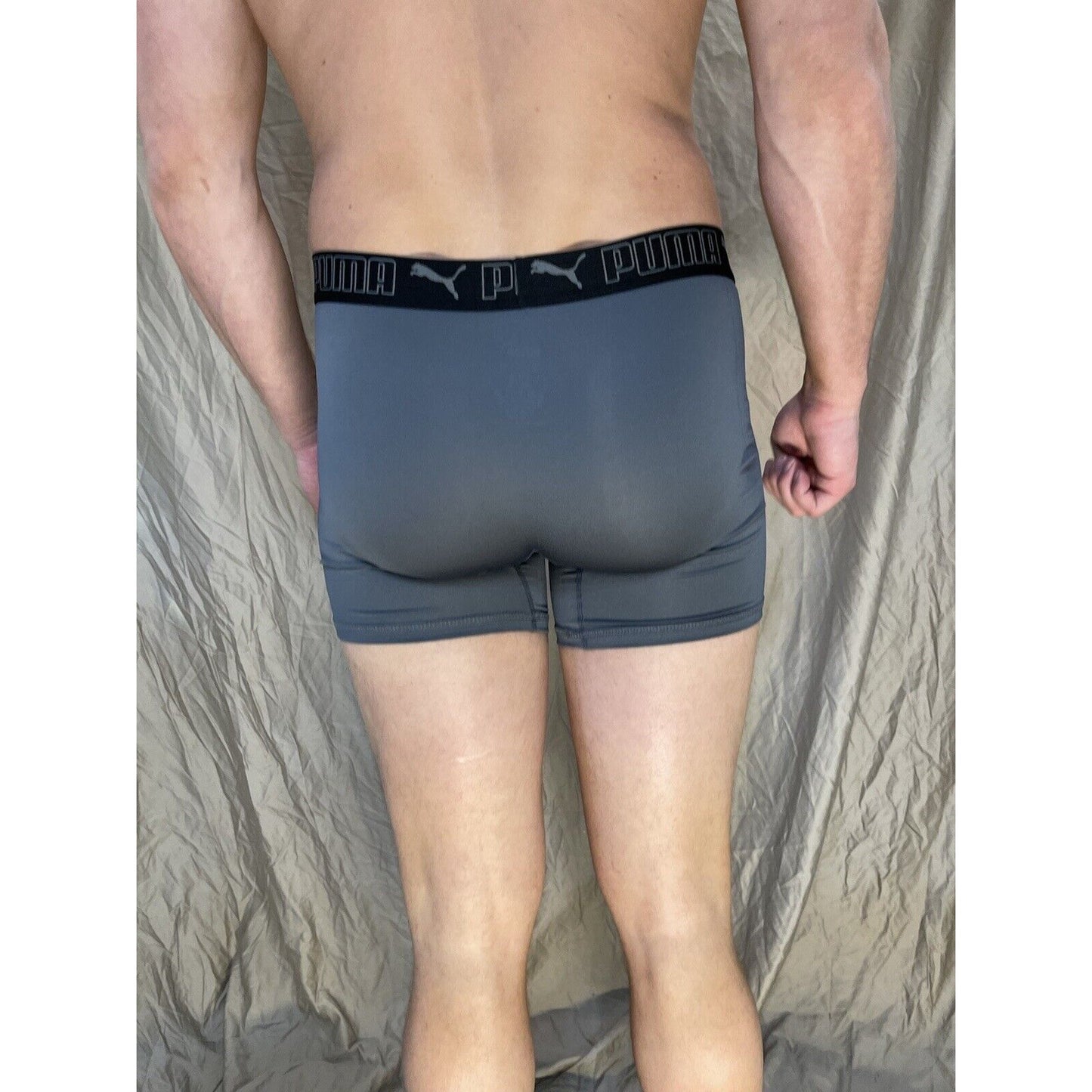 men's puma dark band gray medium compression boxer briefs
