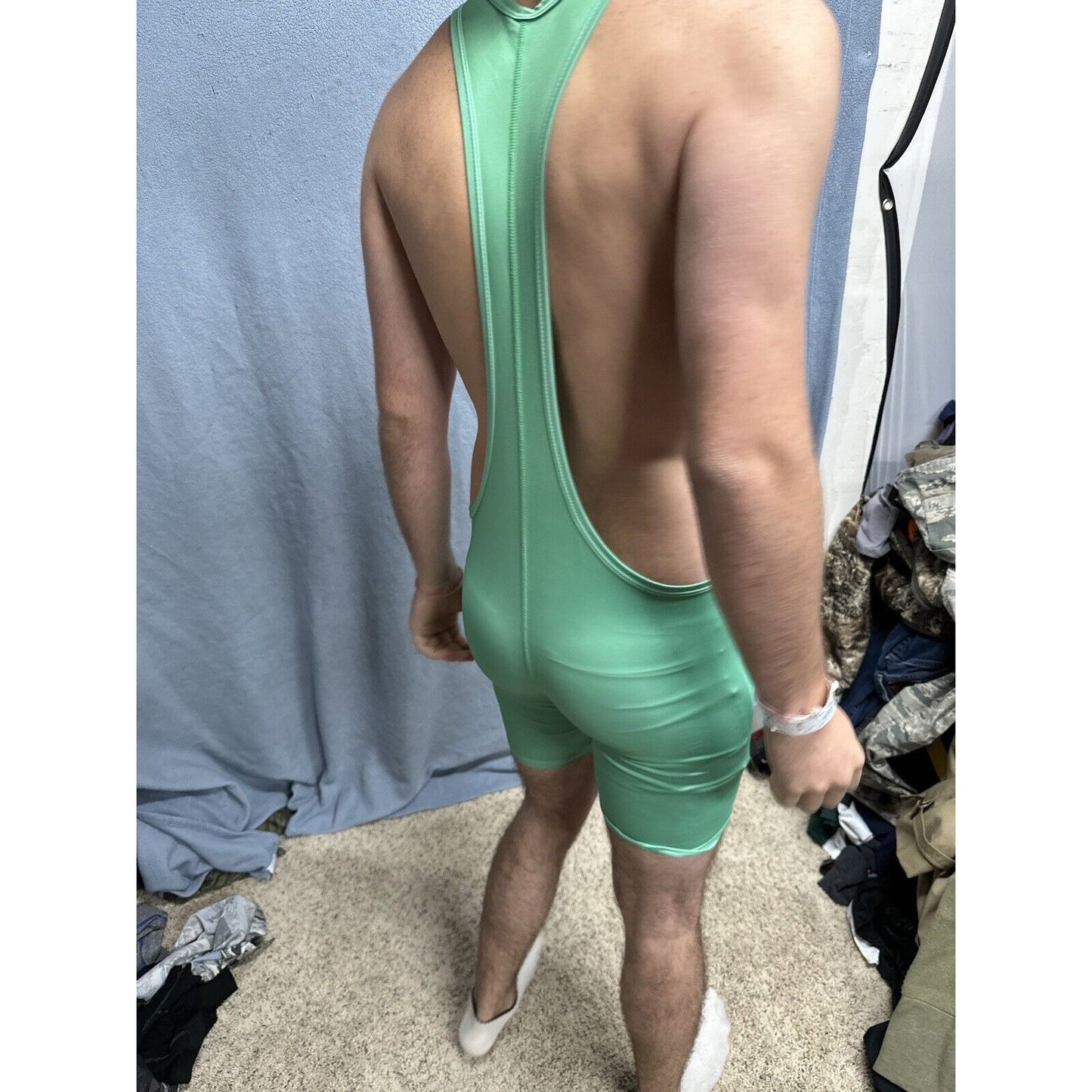 Men’s Medium Green Tauwell Wrestling Singlet