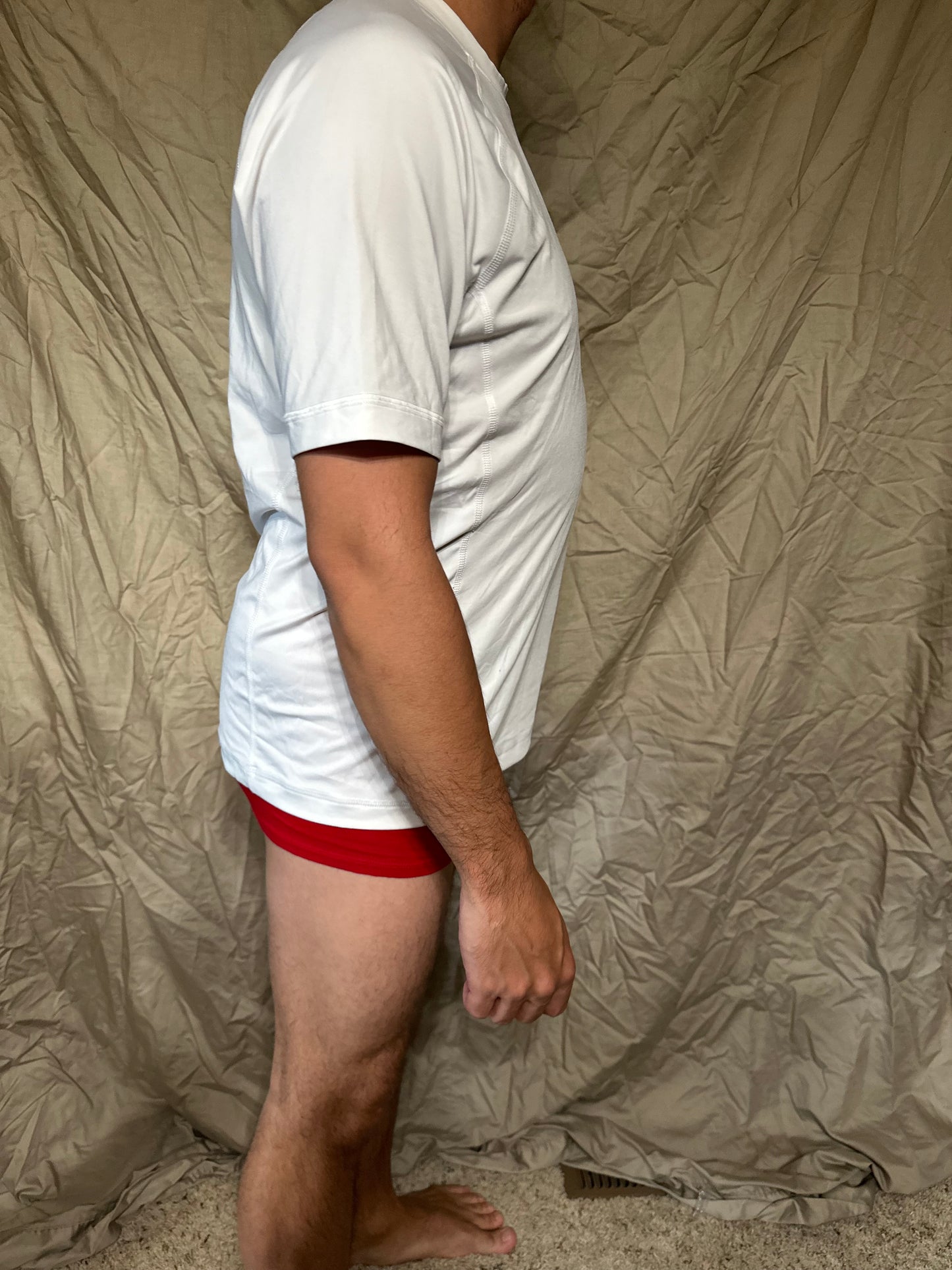 Men’s white lands end size small compression shirt short sleeve