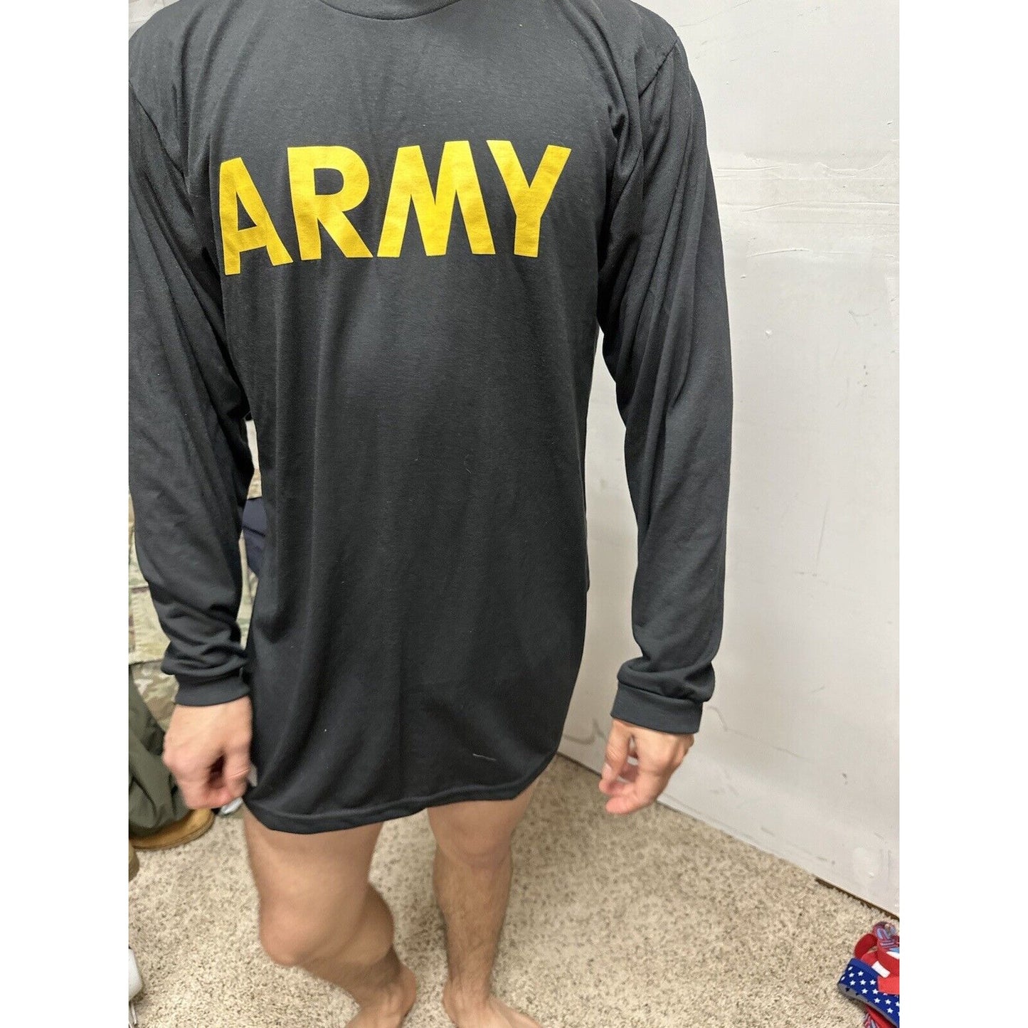 Men’s Black Medium Army Long Sleeve Apfu Fitness Uniform