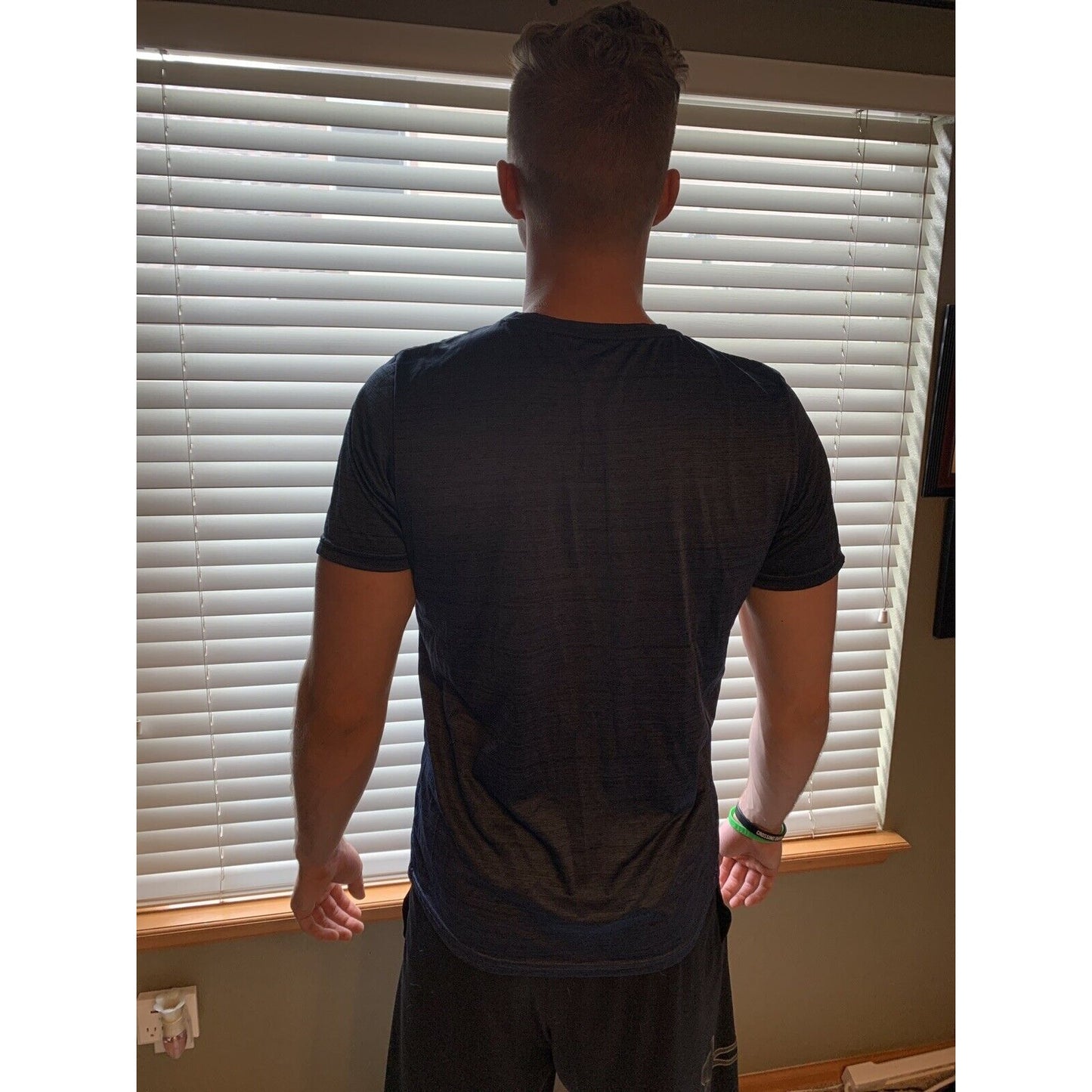 RE Perfromance Navy Blue Athletic T-Shirt With Orange Striping
