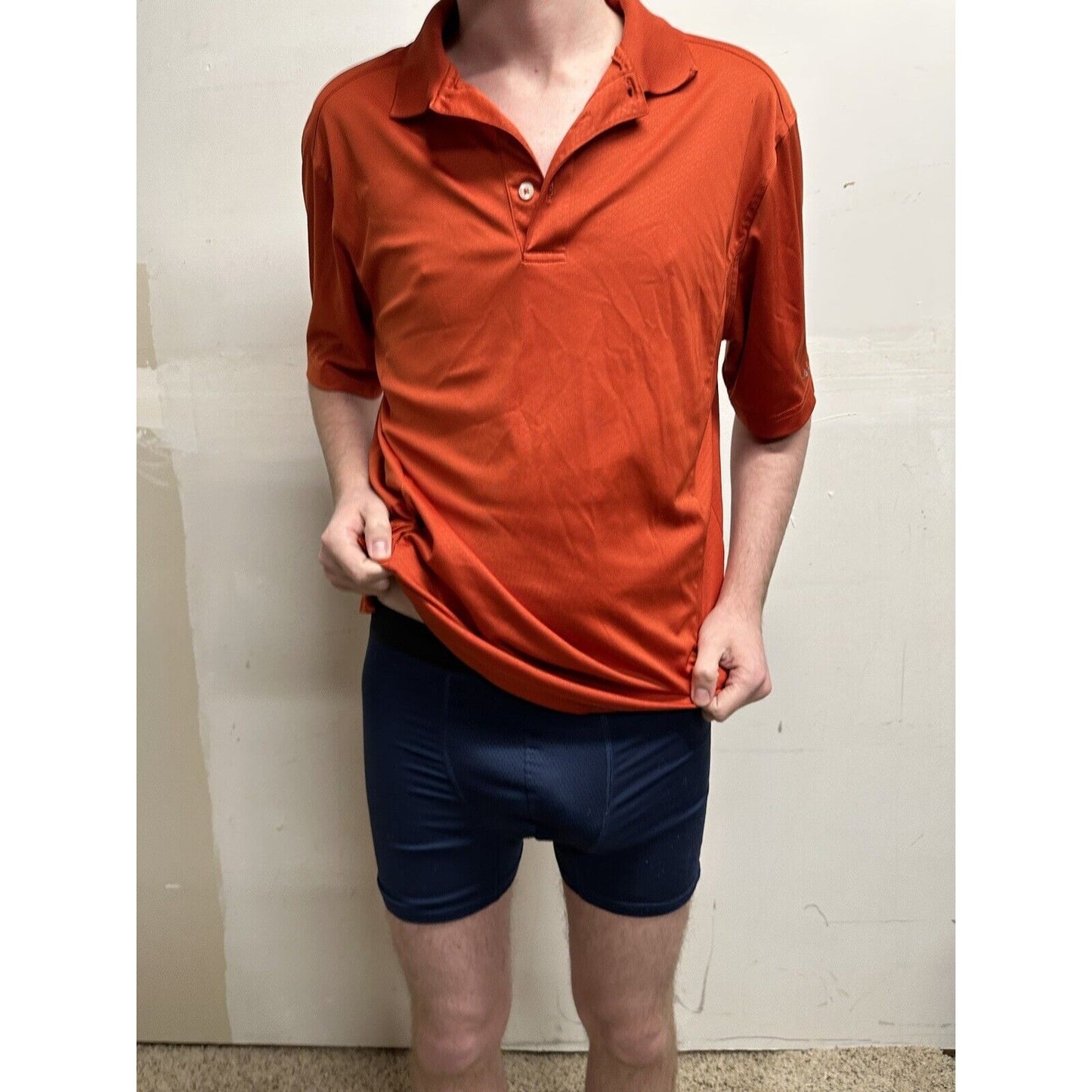Greg Norman For Tasso Ella Play Dry Orange Medium Polo Shirt Short Sleeve