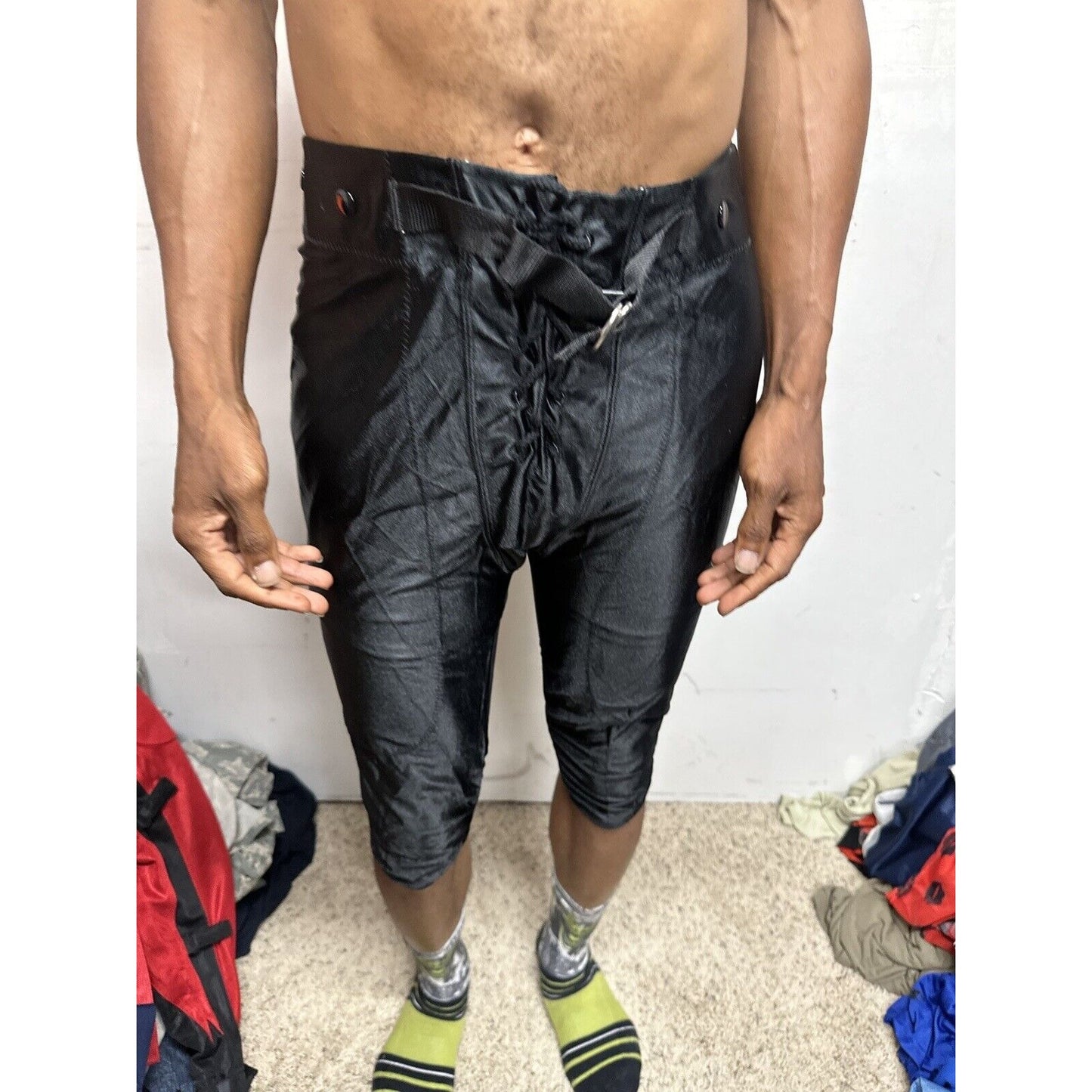 Men’s Black Xl 34-36 Football Pants One Snap Missing