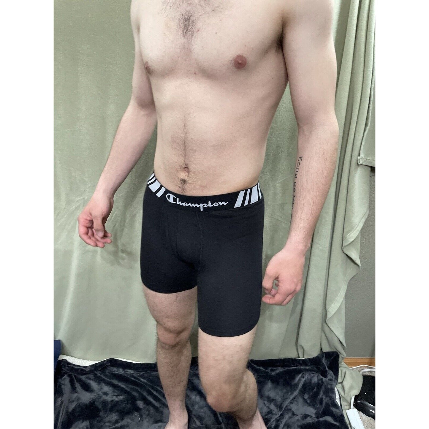 Champion Men's Boxer Briefs Underwear Size Large Black 5% Spandex New