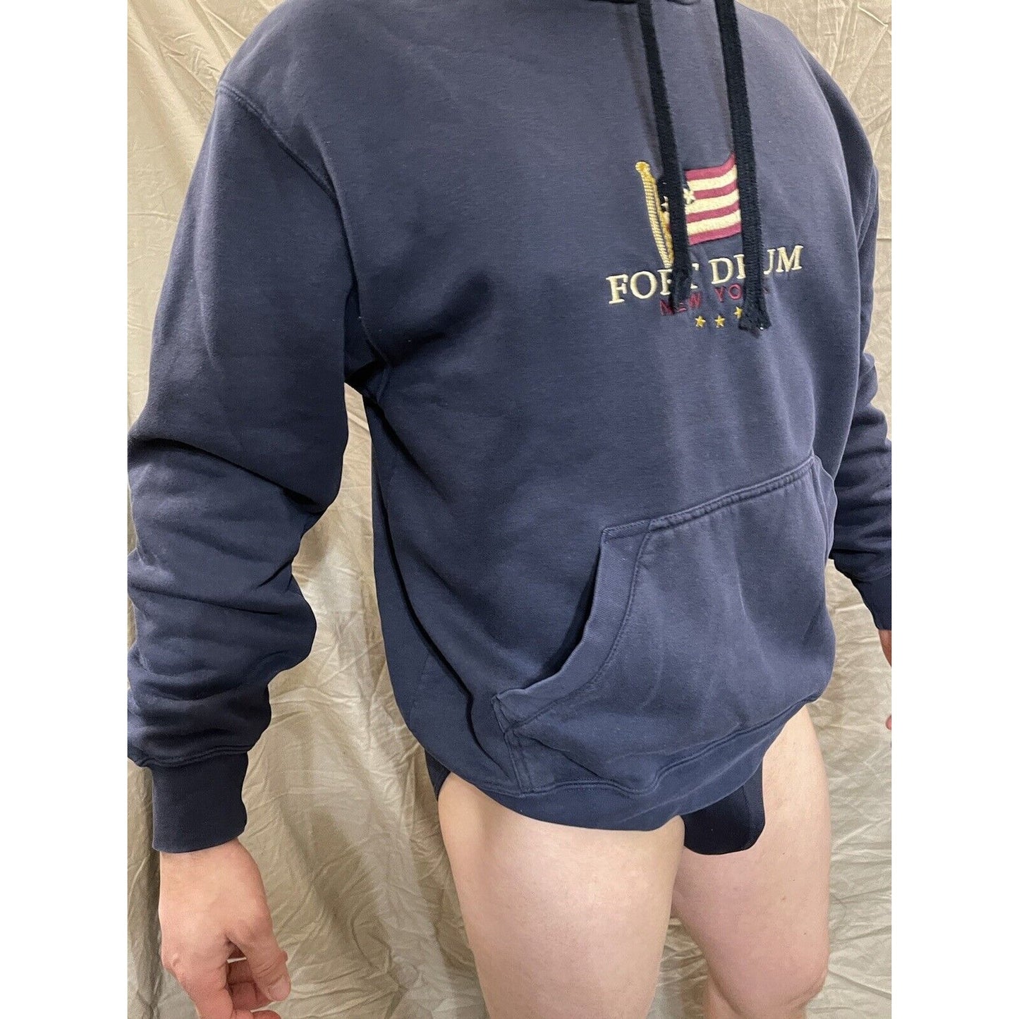 Men's Big Cotton Pullover Fort Drum New York Blue sweatshirt Size XL