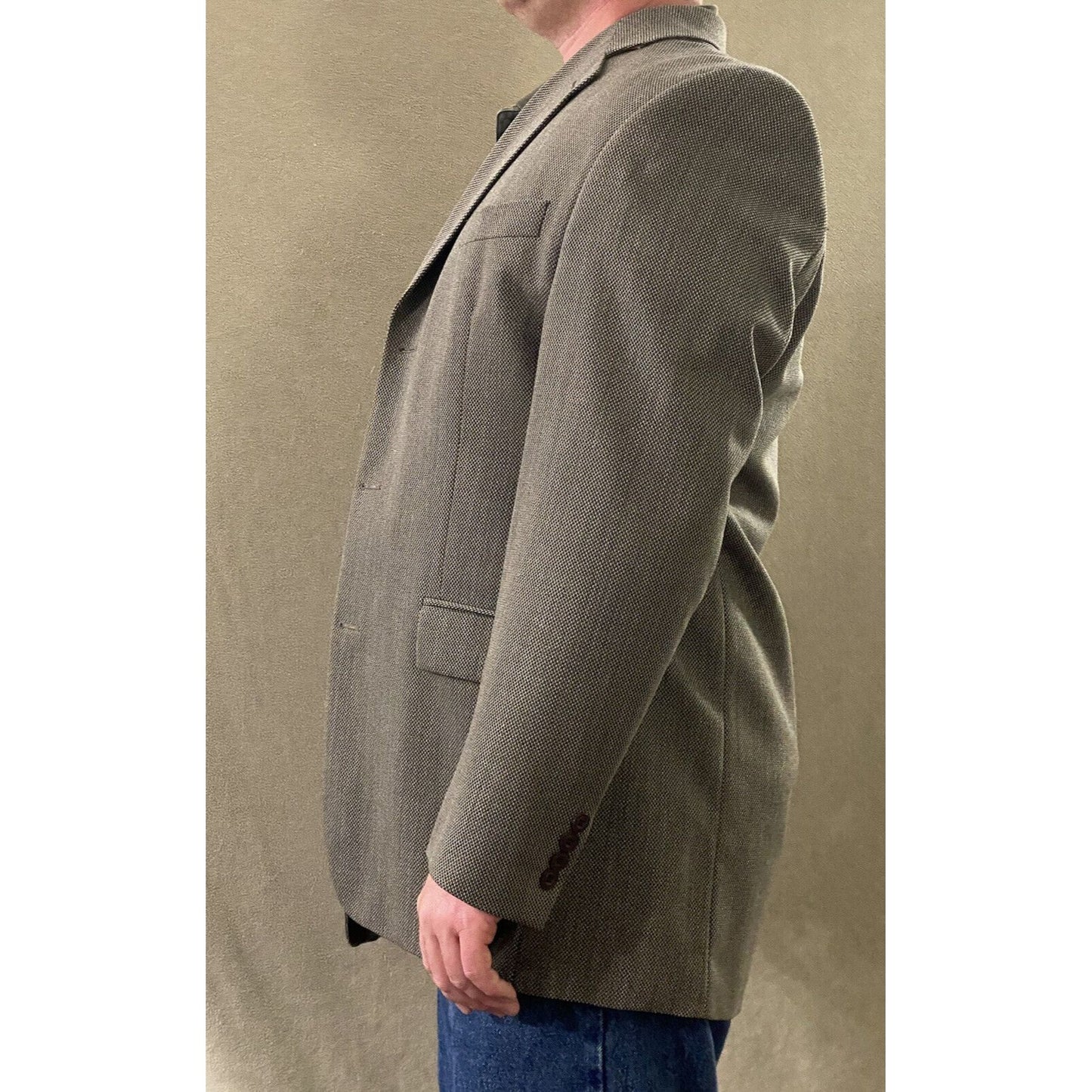 DKNY Men’s size 44L 100% Wool-Laine Brown Blazer