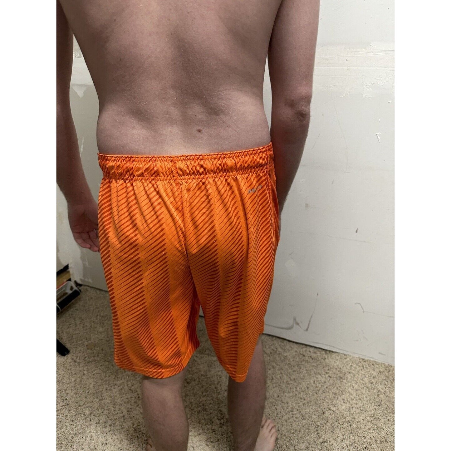 men’s nike dri-fit small neon orange shorts