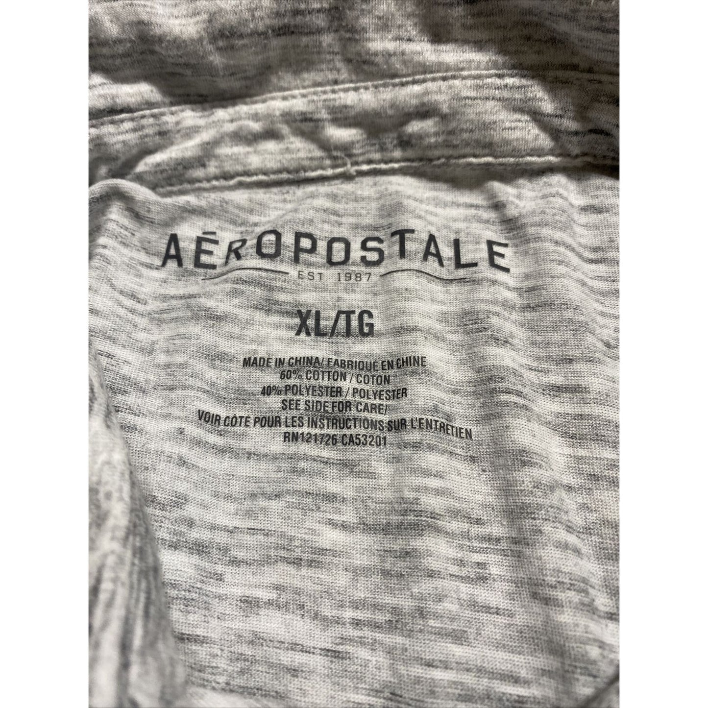 Aeropostale Men’s XL White Gray Cotton-blend Polo Shirt