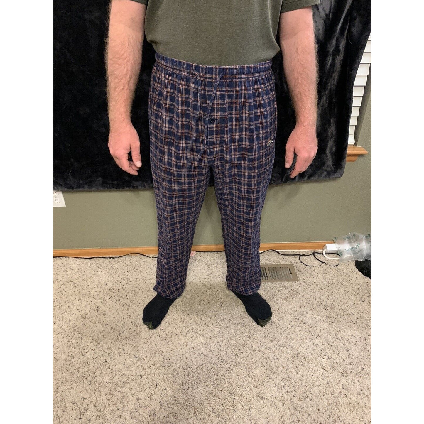 Denver Broncos NFL Team Apparel Size L Flannel Pajama Pants Drawstring EUC