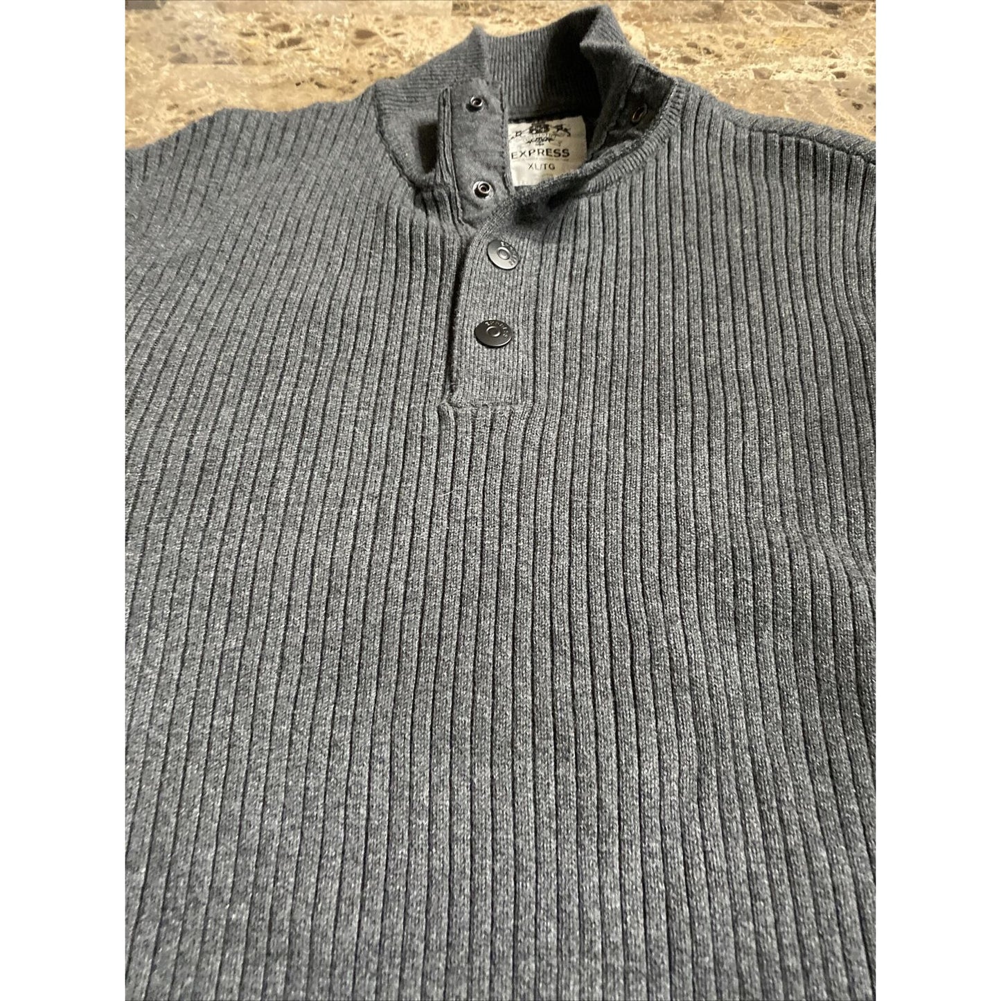 Express Men's XL Gray Cable Knit Pullover Cotton Sweater
