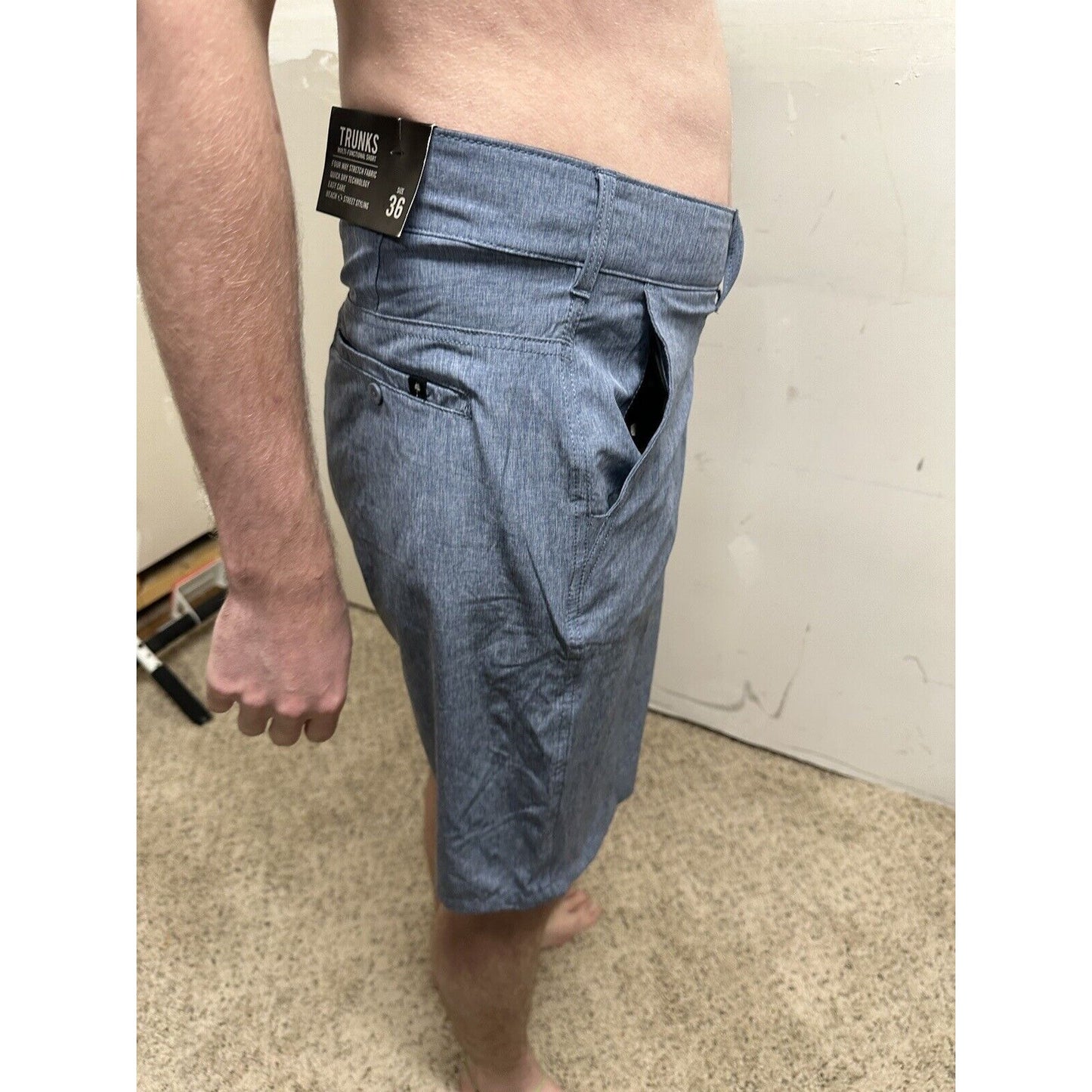 men’s trunks multi-functional size 36 gray blue shorts