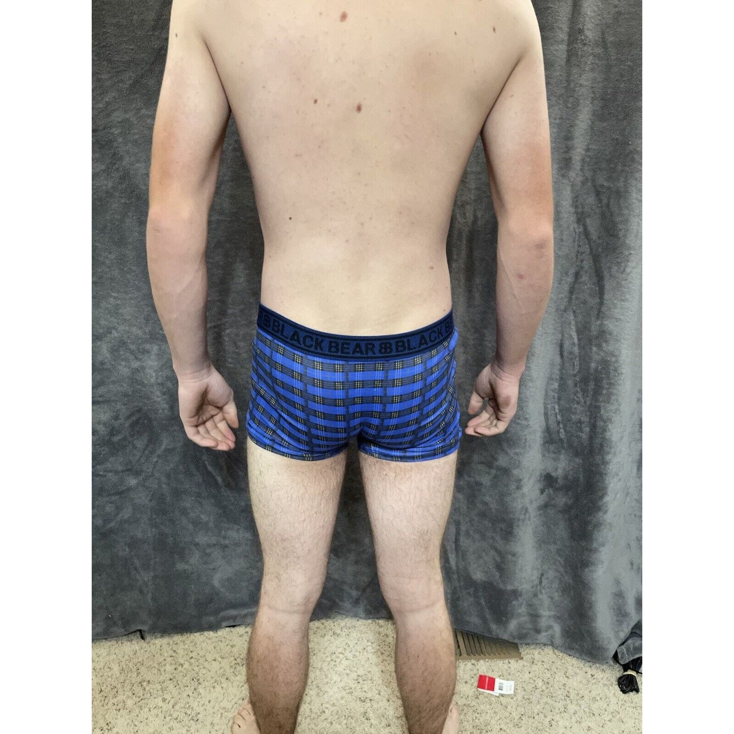 men's medium athletic trunk style black bear boxer brief Yellow And Blue Plaid