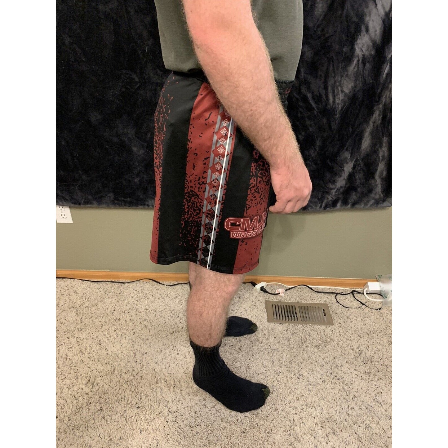 Lean Athletics Black And Maroon Youth XL Wrestling Shorts Stretchy Material
