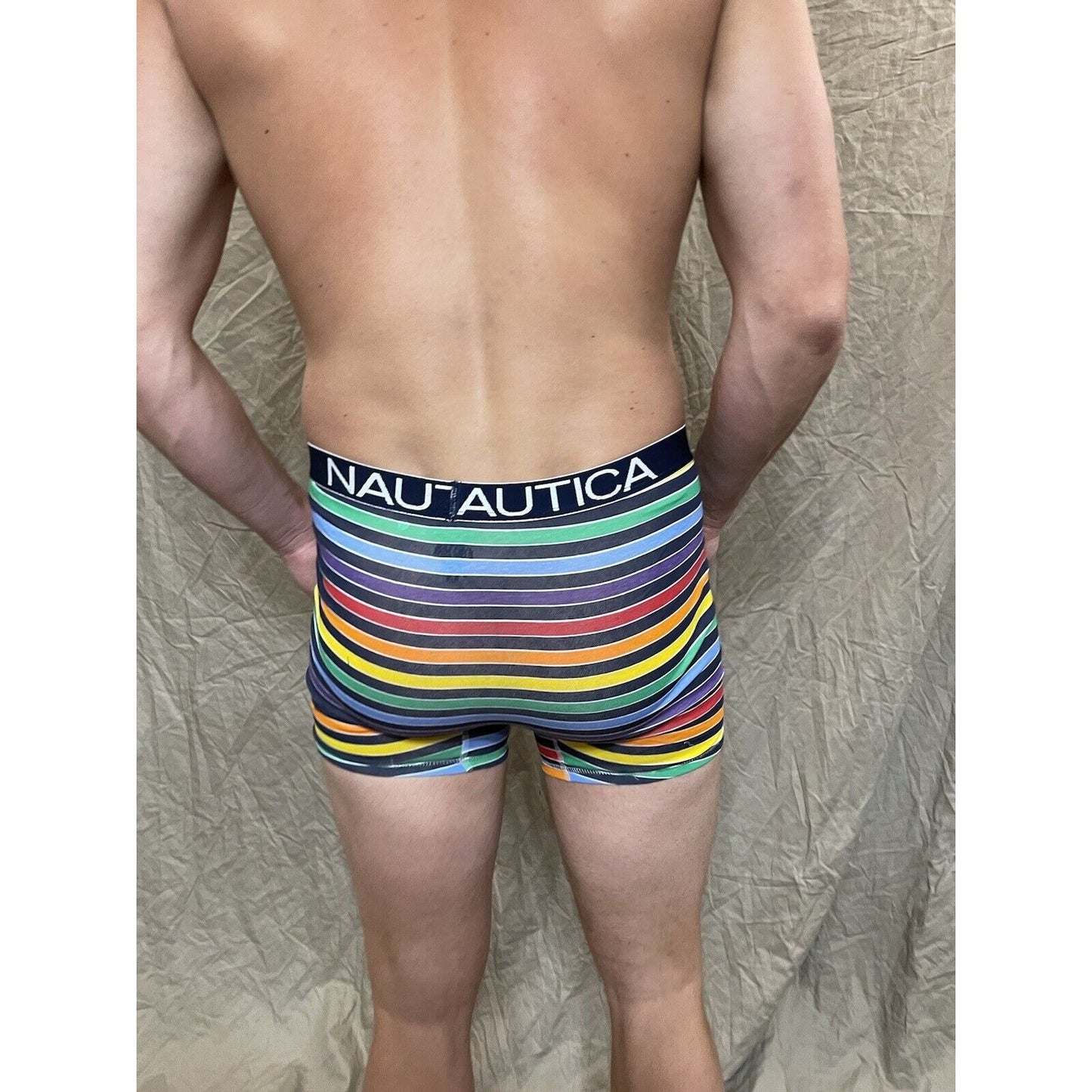 men's Rainbow Pride nautica 5% spandex boxer brief Blue Extra Large