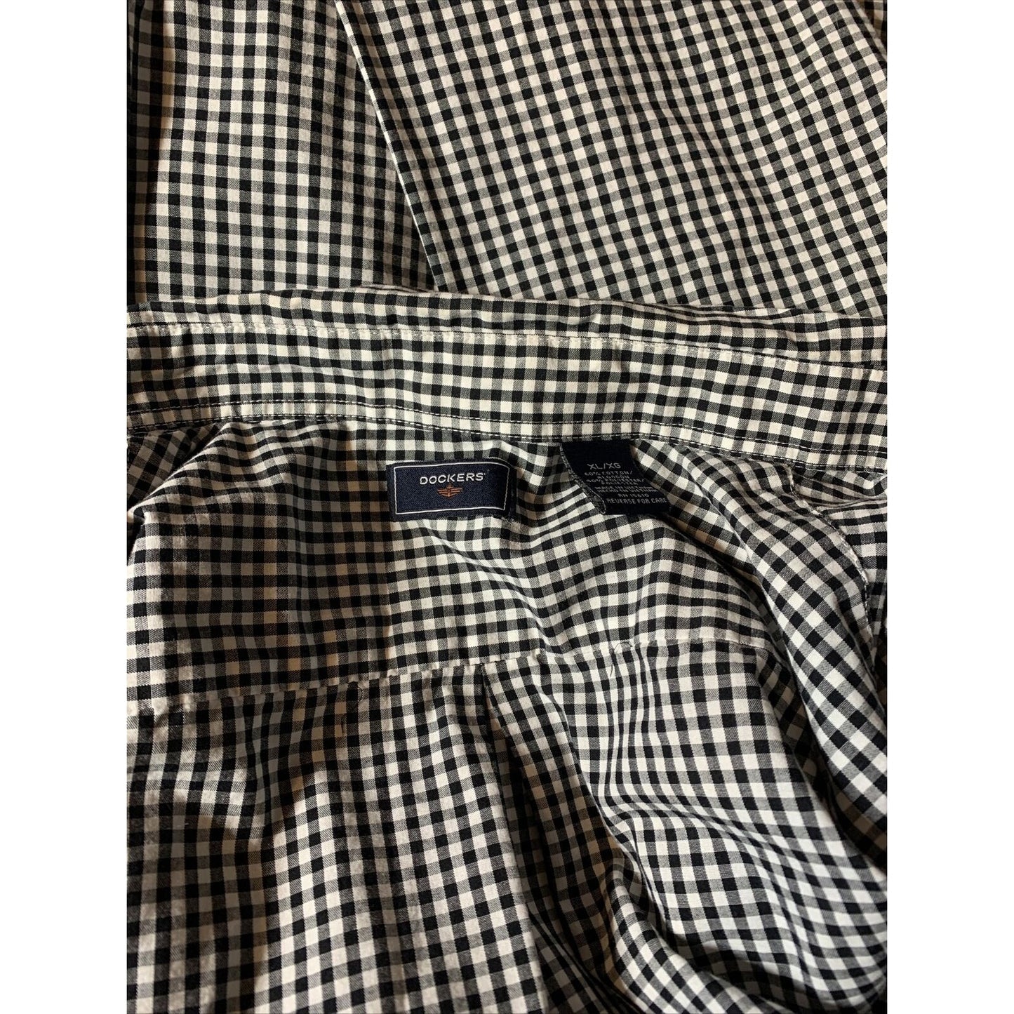 Mens Dockers Black Checkered Long Sleeve Button Front Dress Shirt XL MSRP - $55