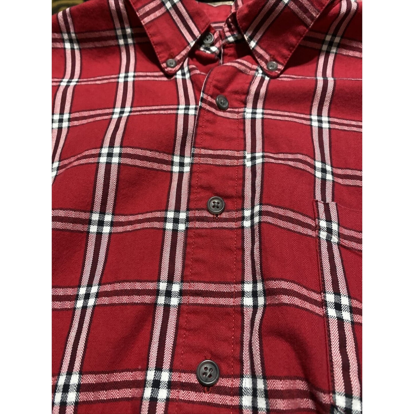 Chaps Ralph Lauren Men’s Large Red Plaid Button-down Cotton Long Sleeves Shirt